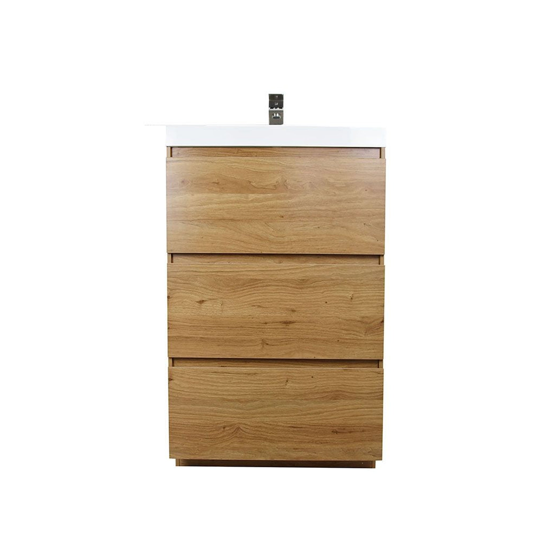 Elysian 24" Nature Oak Freestanding Vanity With Single Reinforced White Acrylic Sink