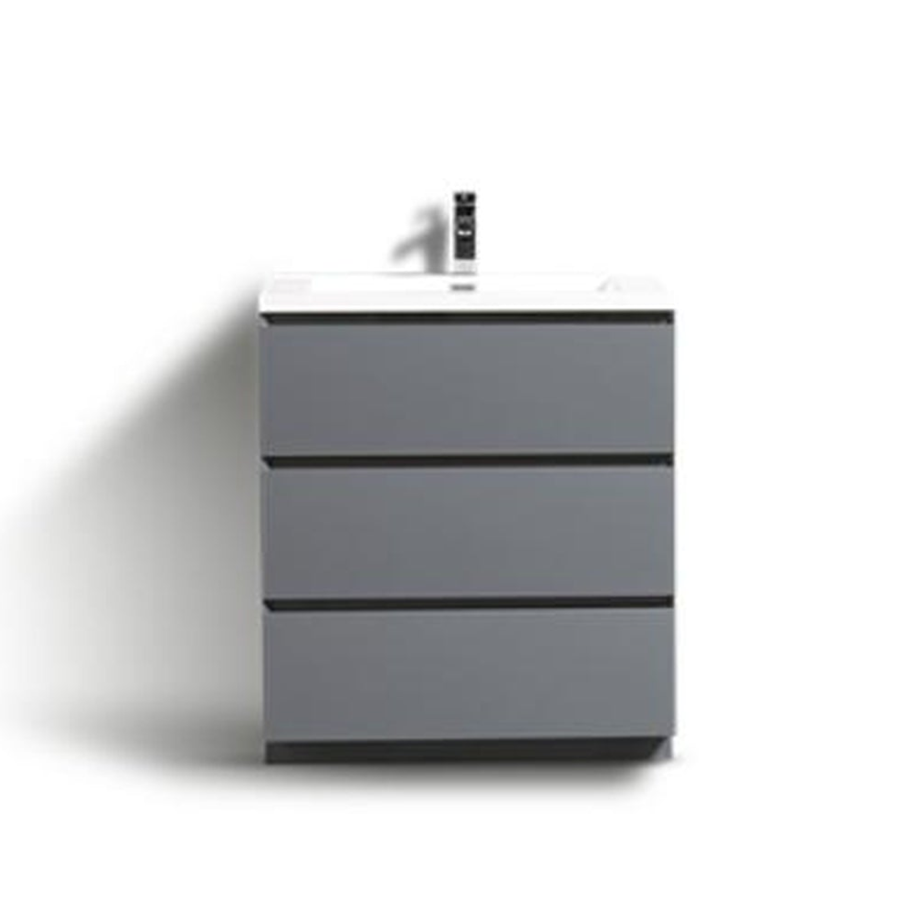 Elysian 30" High Gloss Gray Freestanding Vanity With Single Reinforced White Acrylic Sink