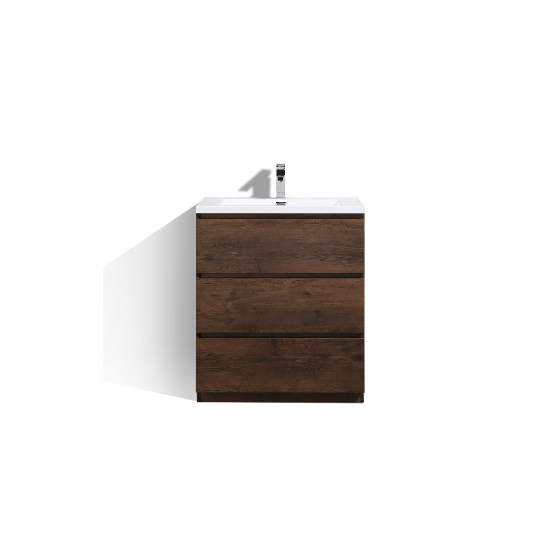 Elysian 30" Rosewood Freestanding Vanity With Single Reinforced White Acrylic Sink