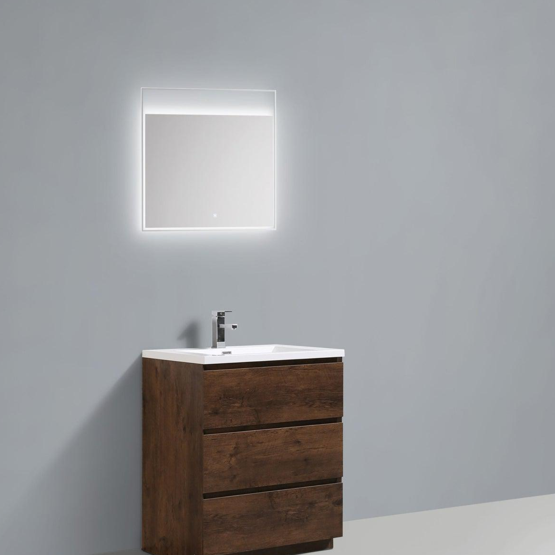 Elysian 30" Rosewood Freestanding Vanity With Single Reinforced White Acrylic Sink