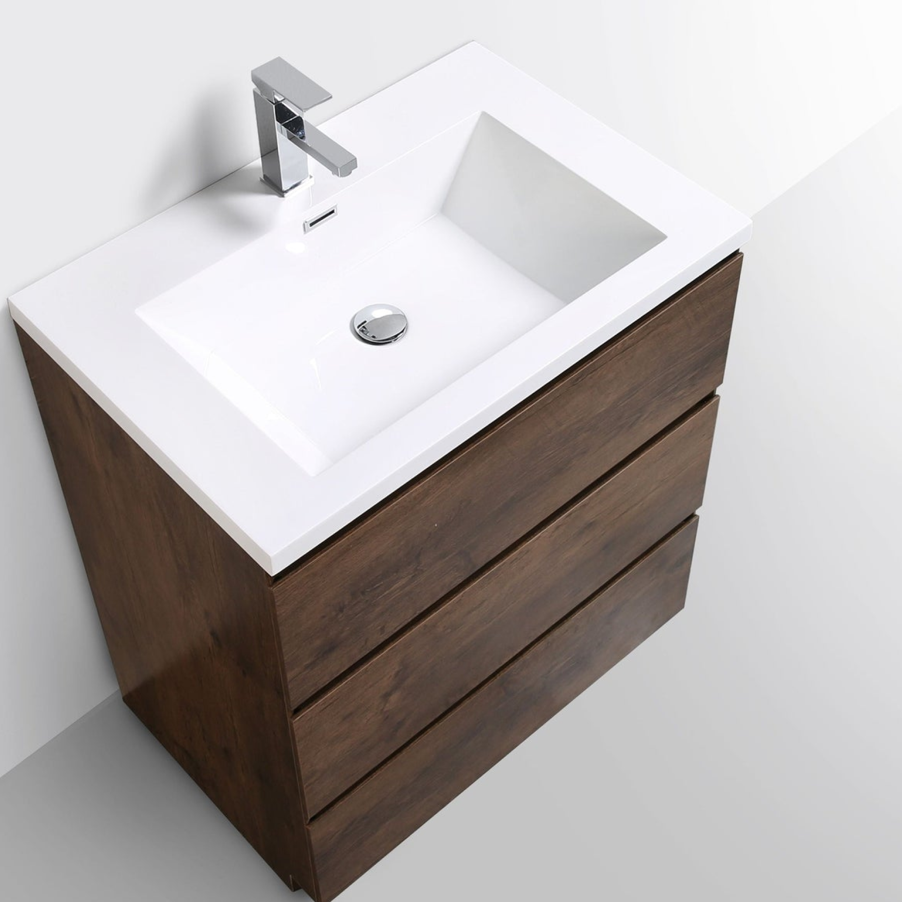 Elysian 30" Rosewood Freestanding Vanity With Single Reinforced White Acrylic Sink