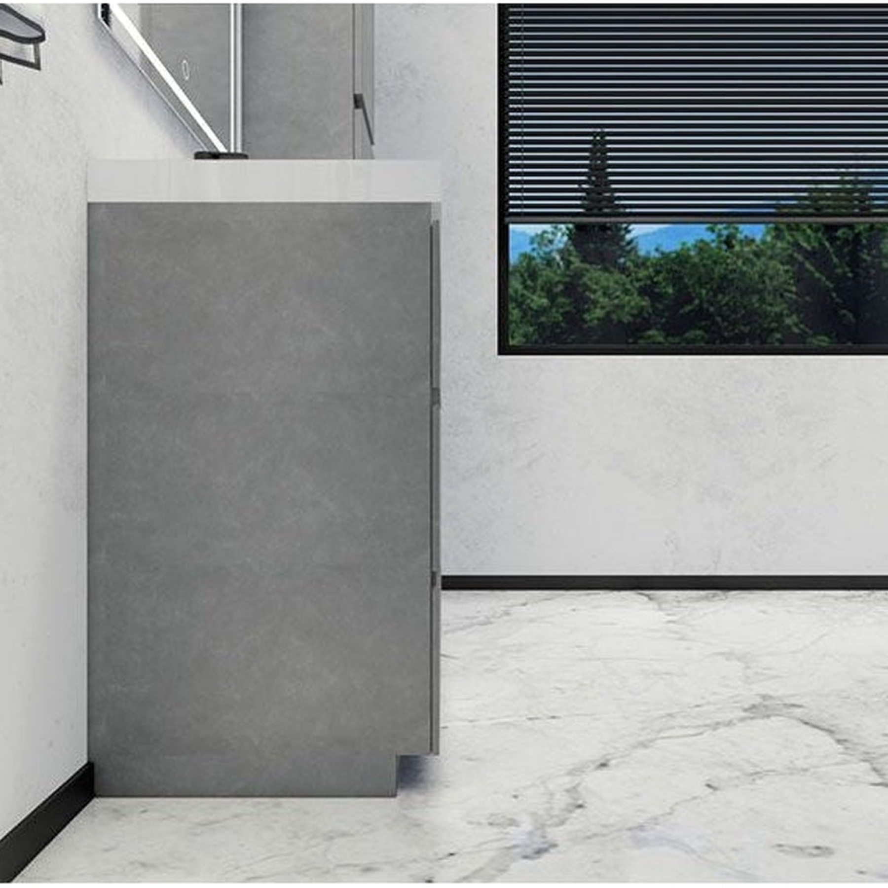 Elysian 30" Cement Gray Freestanding Vanity With Single Reinforced White Acrylic Sink