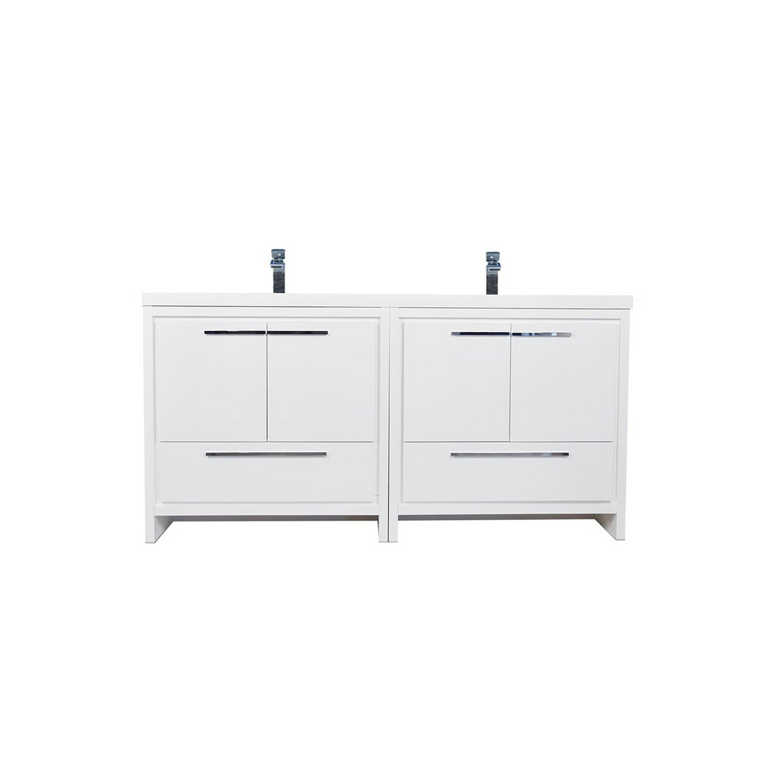 Amara 72" High Gloss White Freestanding Vanity With Double Reinforced White Acrylic Sinks