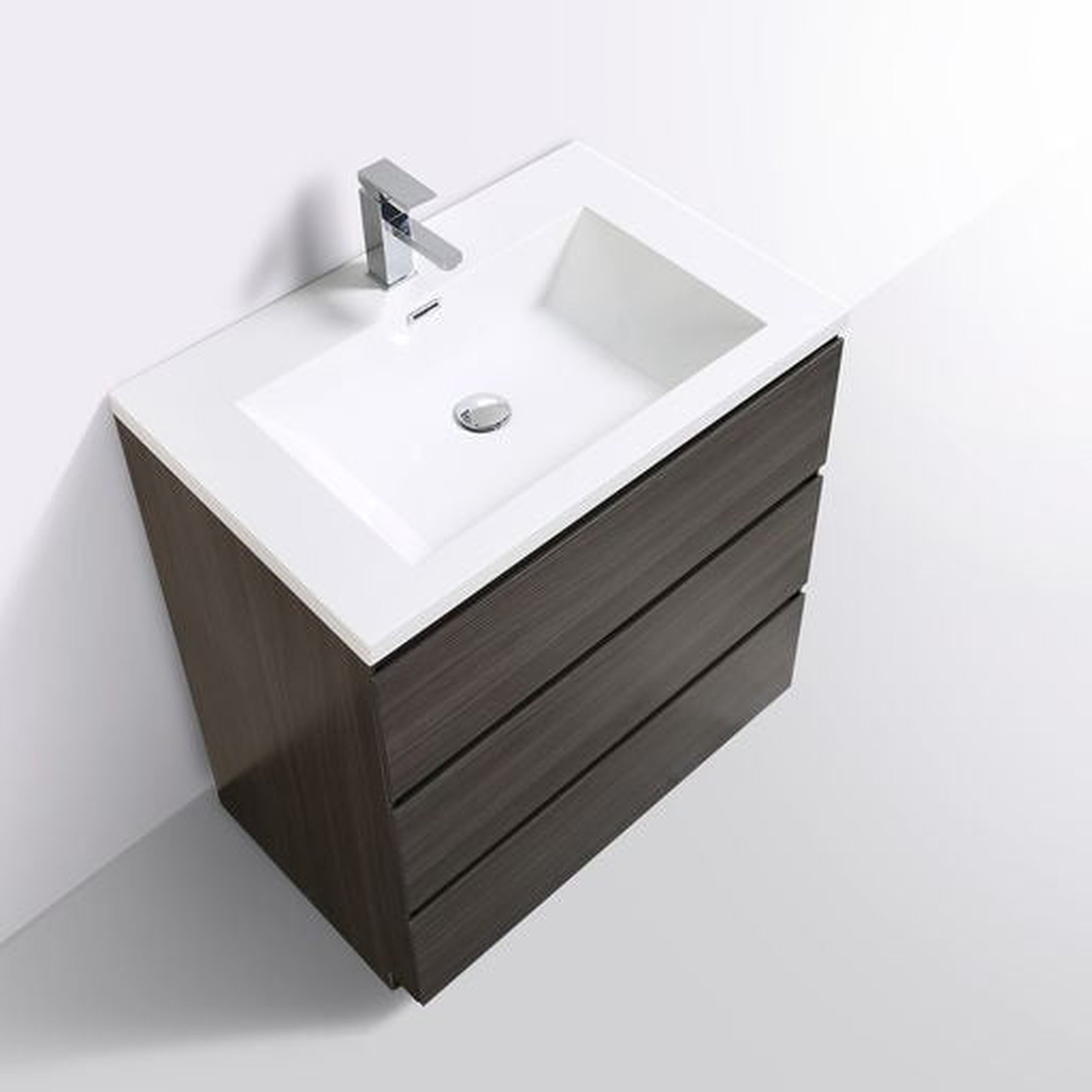 Elysian 30" Dark Gray Oak Freestanding Vanity With Single Reinforced White Acrylic Sink