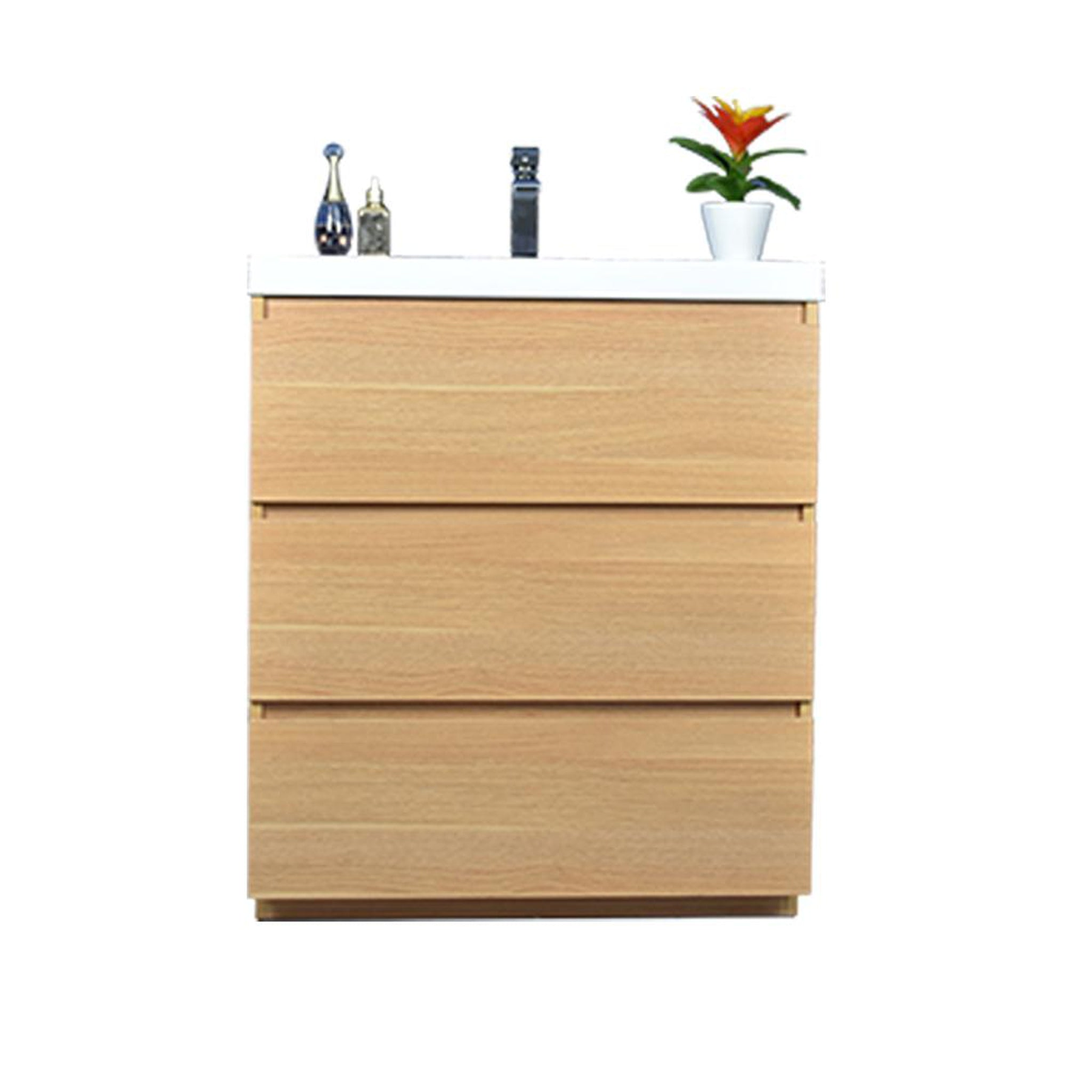 Elysian 30" White Oak Freestanding Vanity With Single Reinforced White Acrylic Sink