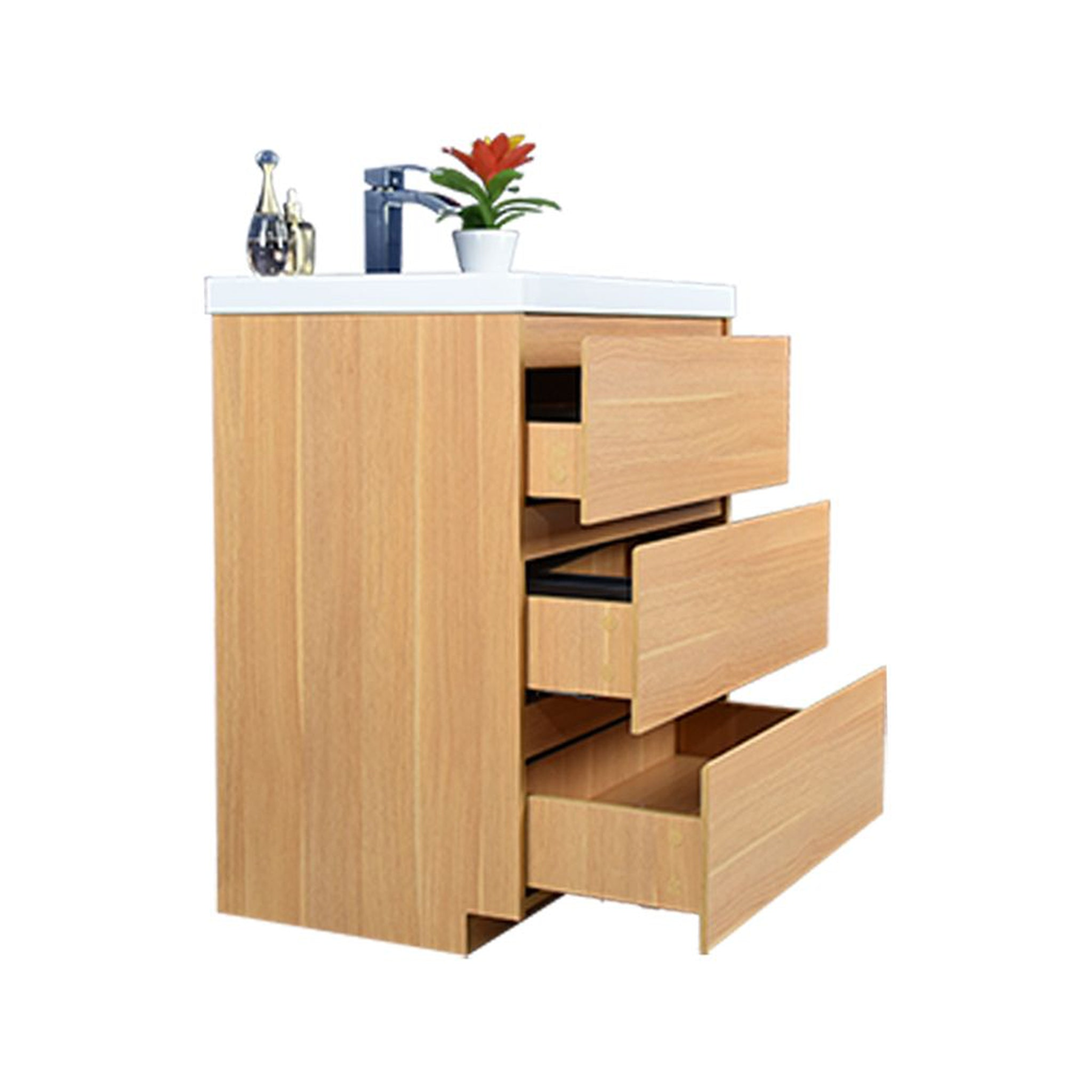 Elysian 30" White Oak Freestanding Vanity With Single Reinforced White Acrylic Sink