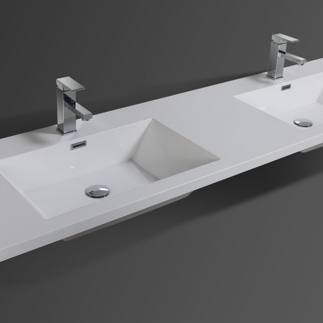 Amara 72" High Gloss White Freestanding Vanity With Double Reinforced White Acrylic Sinks