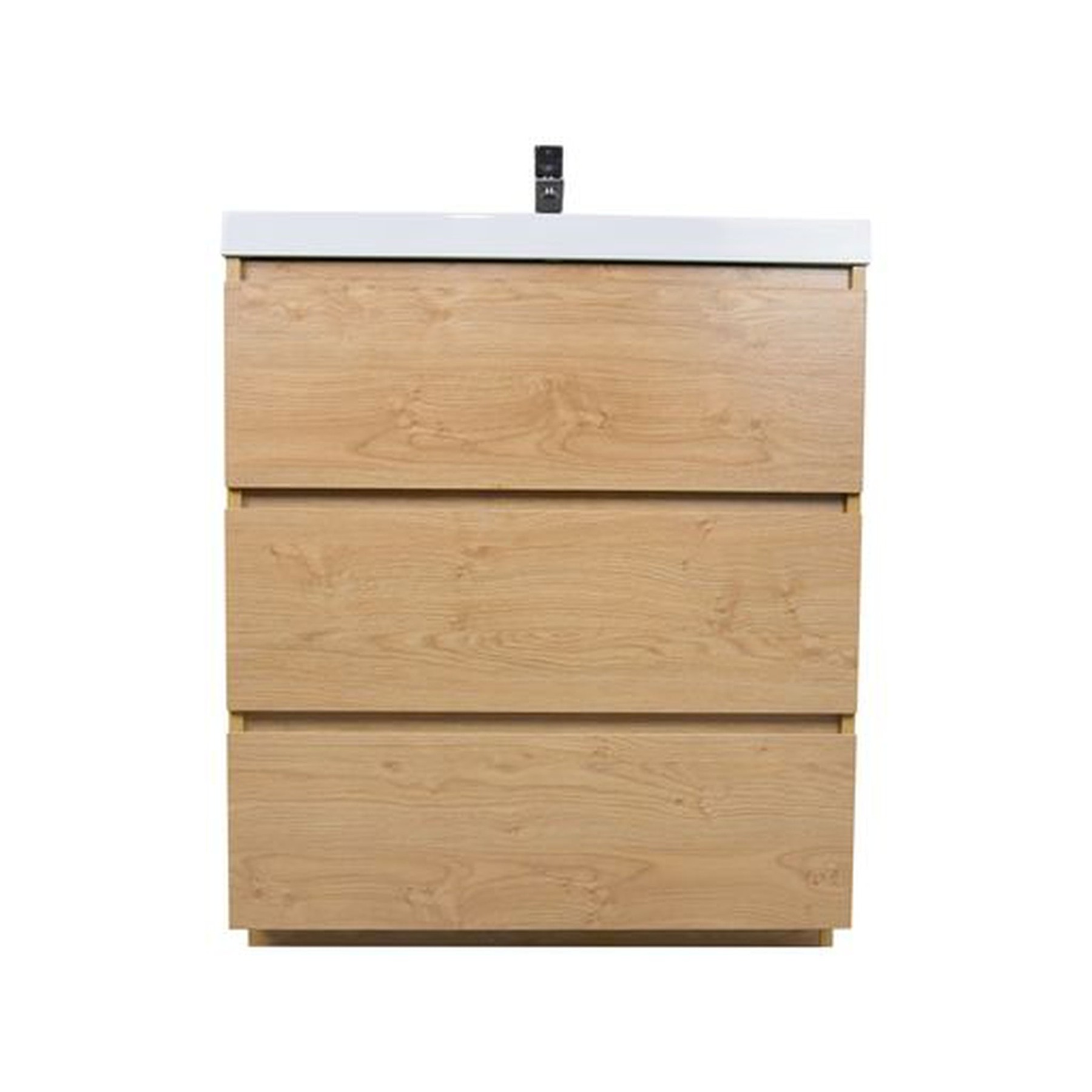 Elysian 30" New England Oak Freestanding Vanity With Single Reinforced White Acrylic Sink