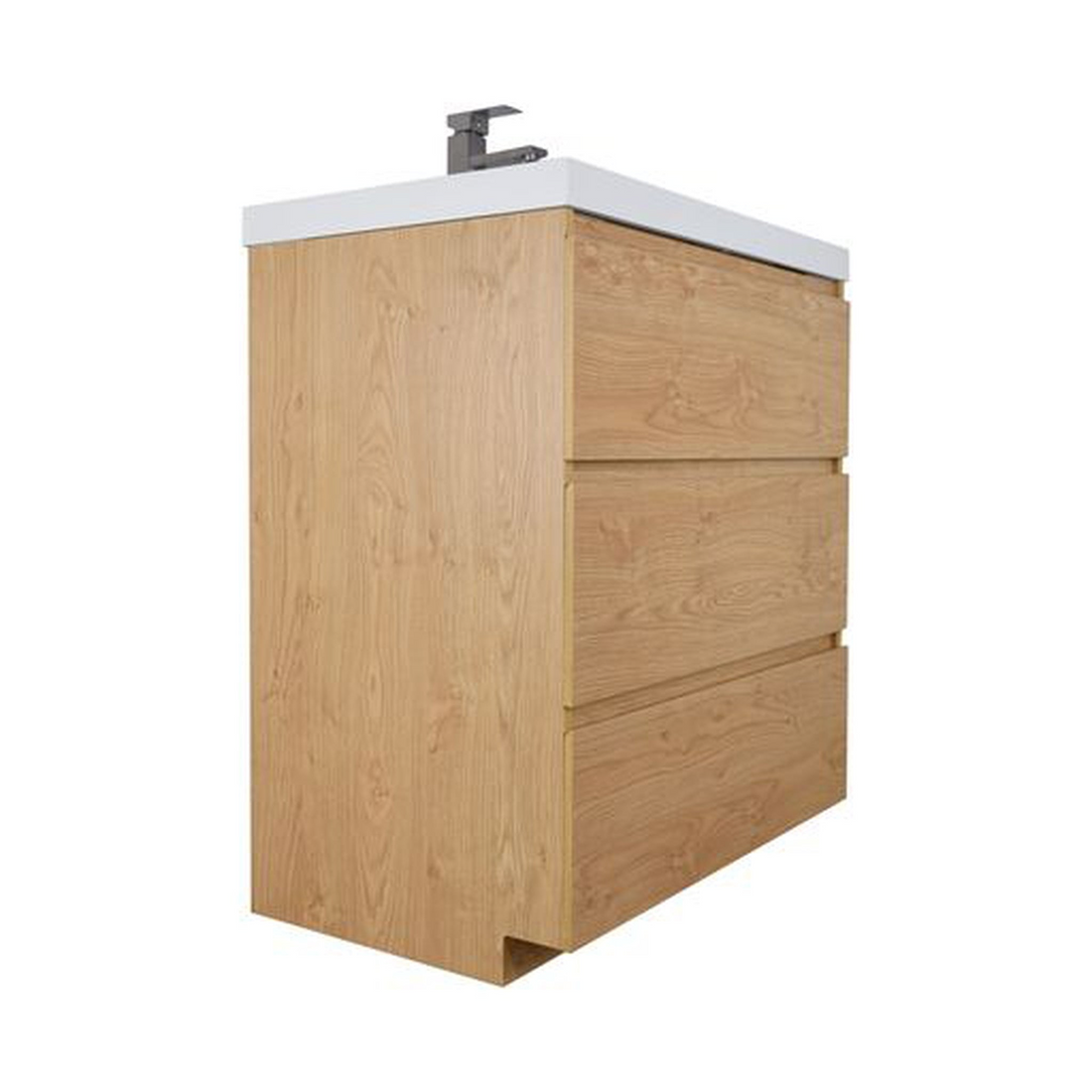 Elysian 30" New England Oak Freestanding Vanity With Single Reinforced White Acrylic Sink