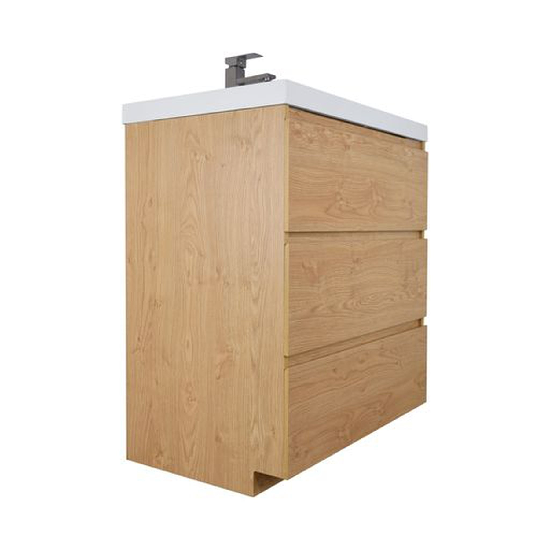 Elysian 30" New England Oak Freestanding Vanity With Single Reinforced White Acrylic Sink