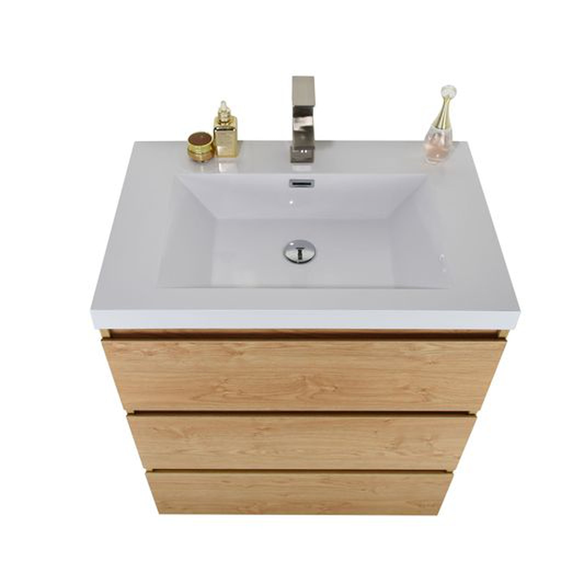 Elysian 30" New England Oak Freestanding Vanity With Single Reinforced White Acrylic Sink
