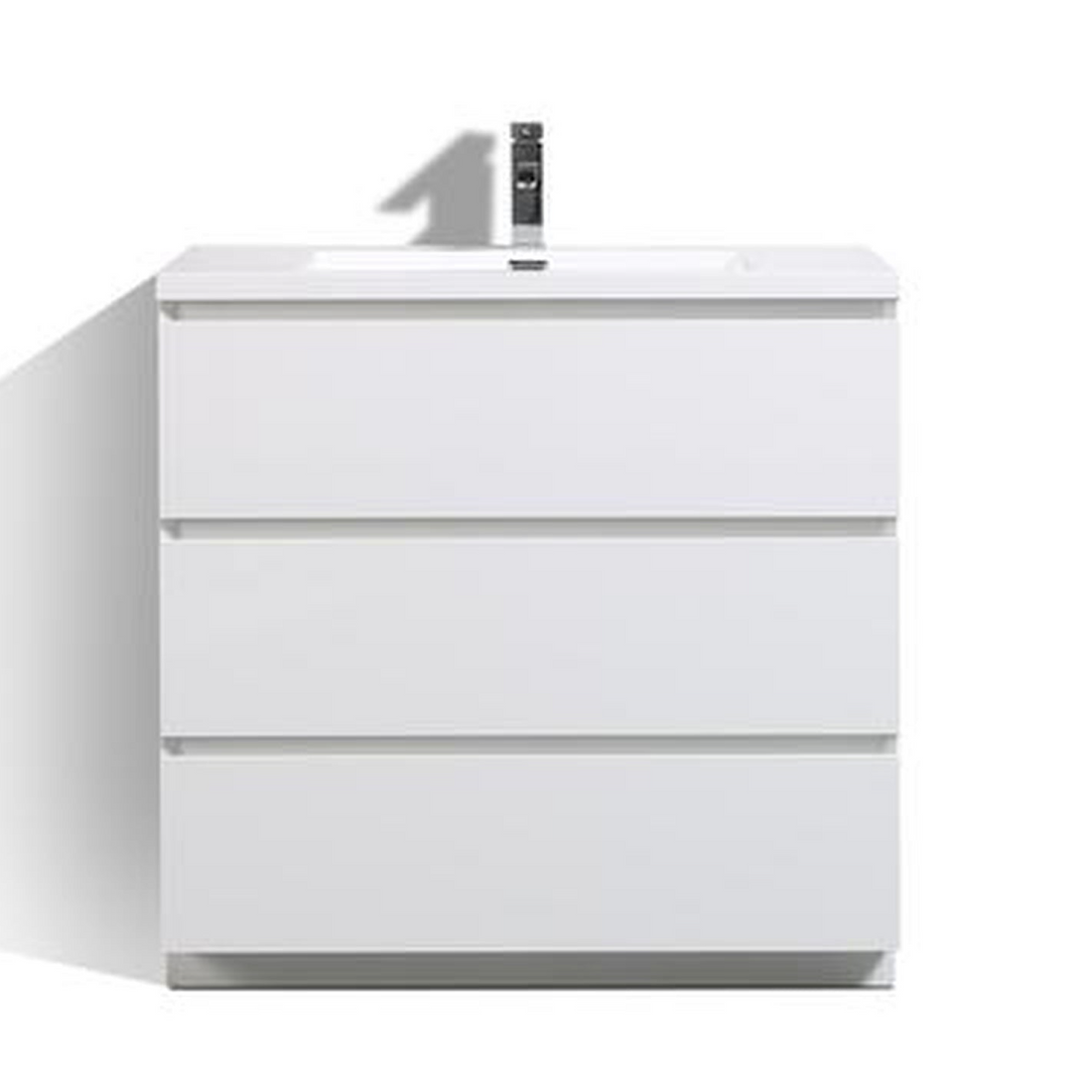 Elysian 36" High Gloss White Freestanding Vanity With Single Reinforced White Acrylic Sink