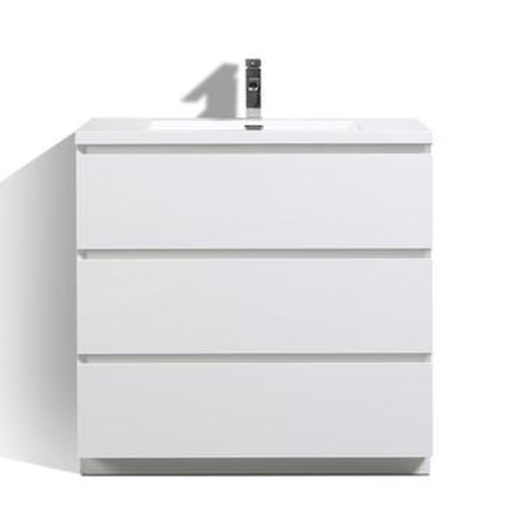 Elysian 36" High Gloss White Freestanding Vanity With Single Reinforced White Acrylic Sink