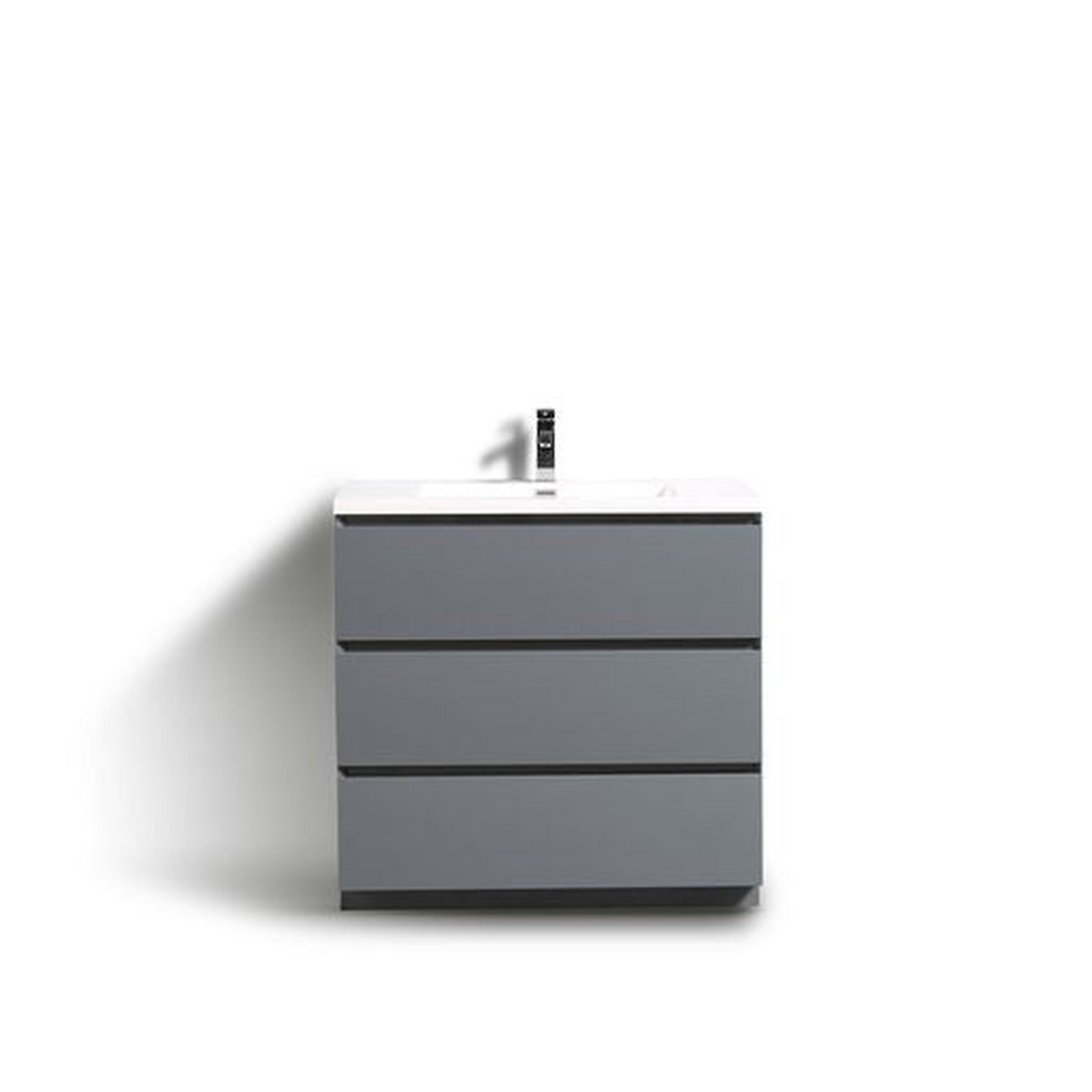 Elysian 36" High Gloss Gray Freestanding Vanity With Single Reinforced White Acrylic Sink