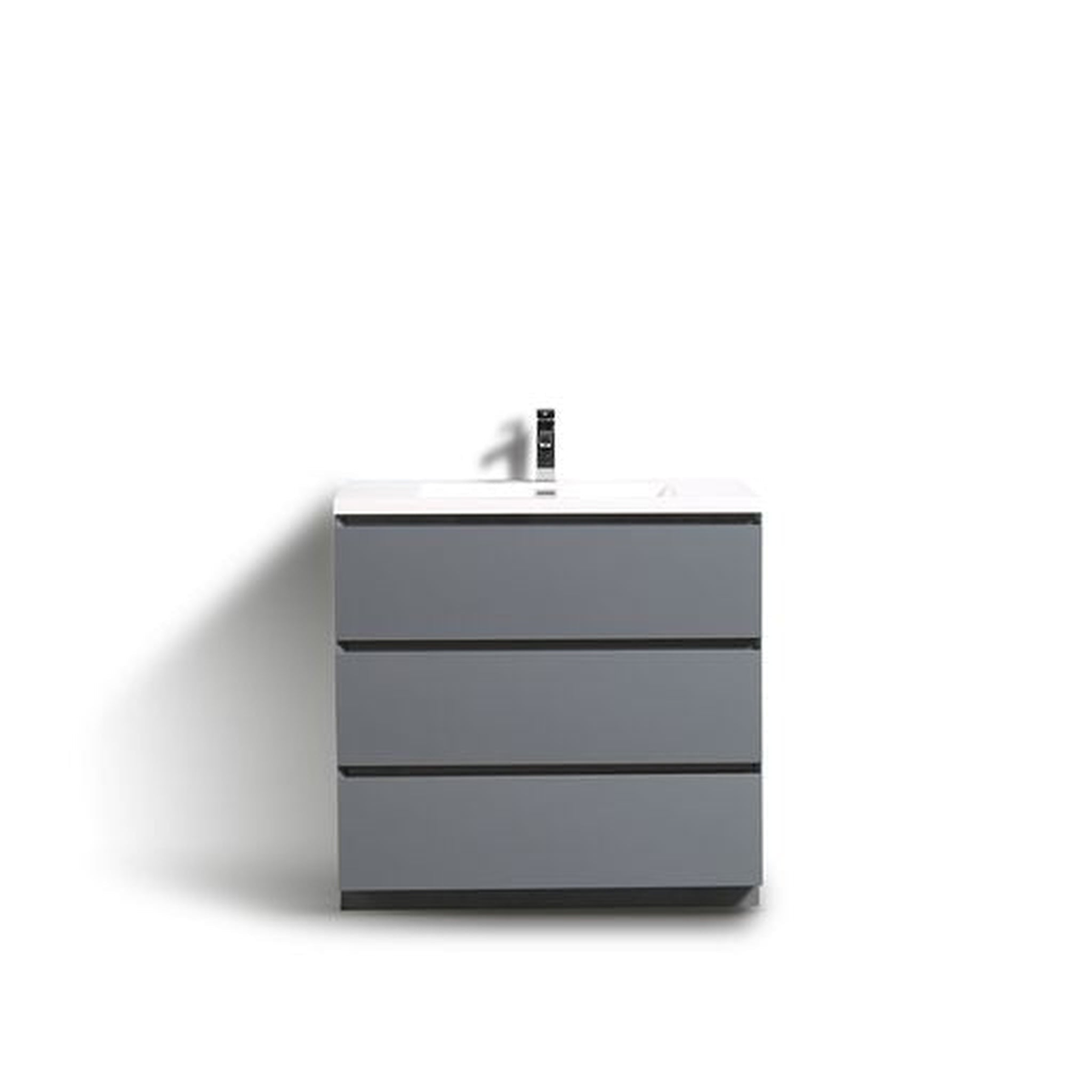 Elysian 36" High Gloss Gray Freestanding Vanity With Single Reinforced White Acrylic Sink