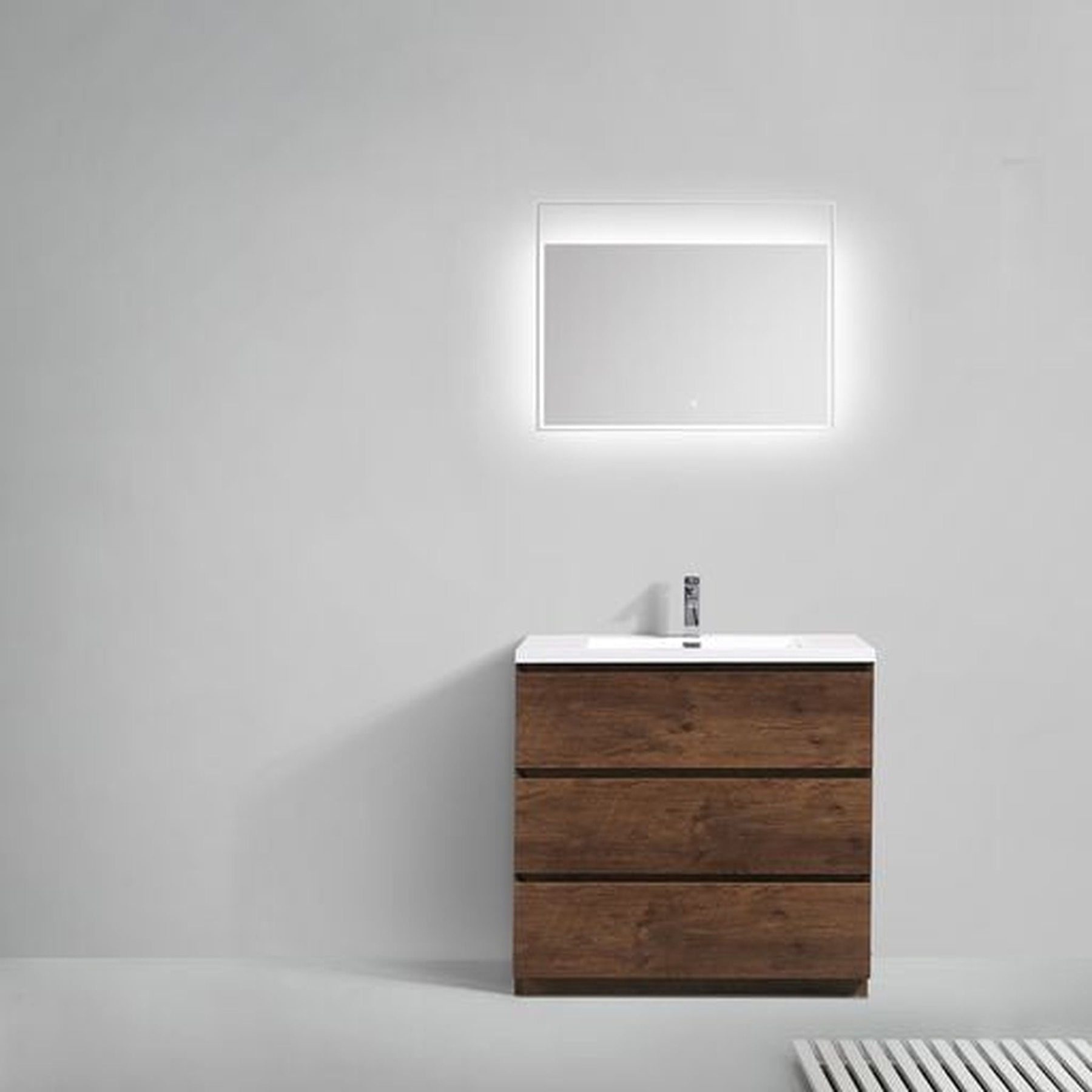 Elysian 36" Rosewood Freestanding Vanity With Single Reinforced White Acrylic Sink