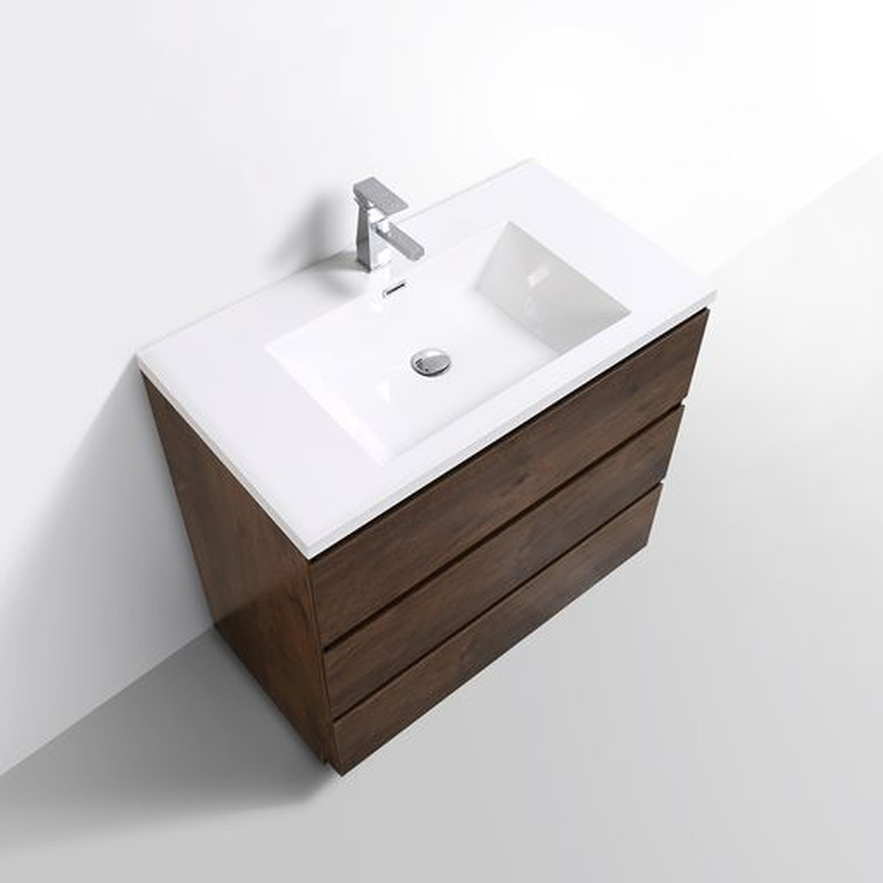 Elysian 36" Rosewood Freestanding Vanity With Single Reinforced White Acrylic Sink