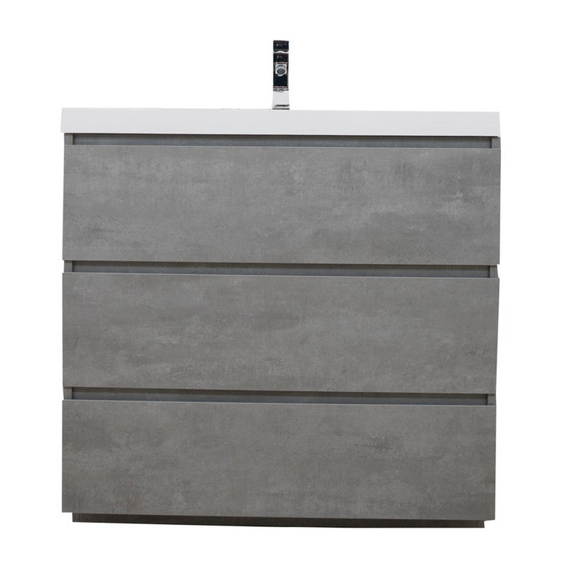 Elysian 36" Cement Gray Freestanding Vanity With Single Reinforced White Acrylic Sink