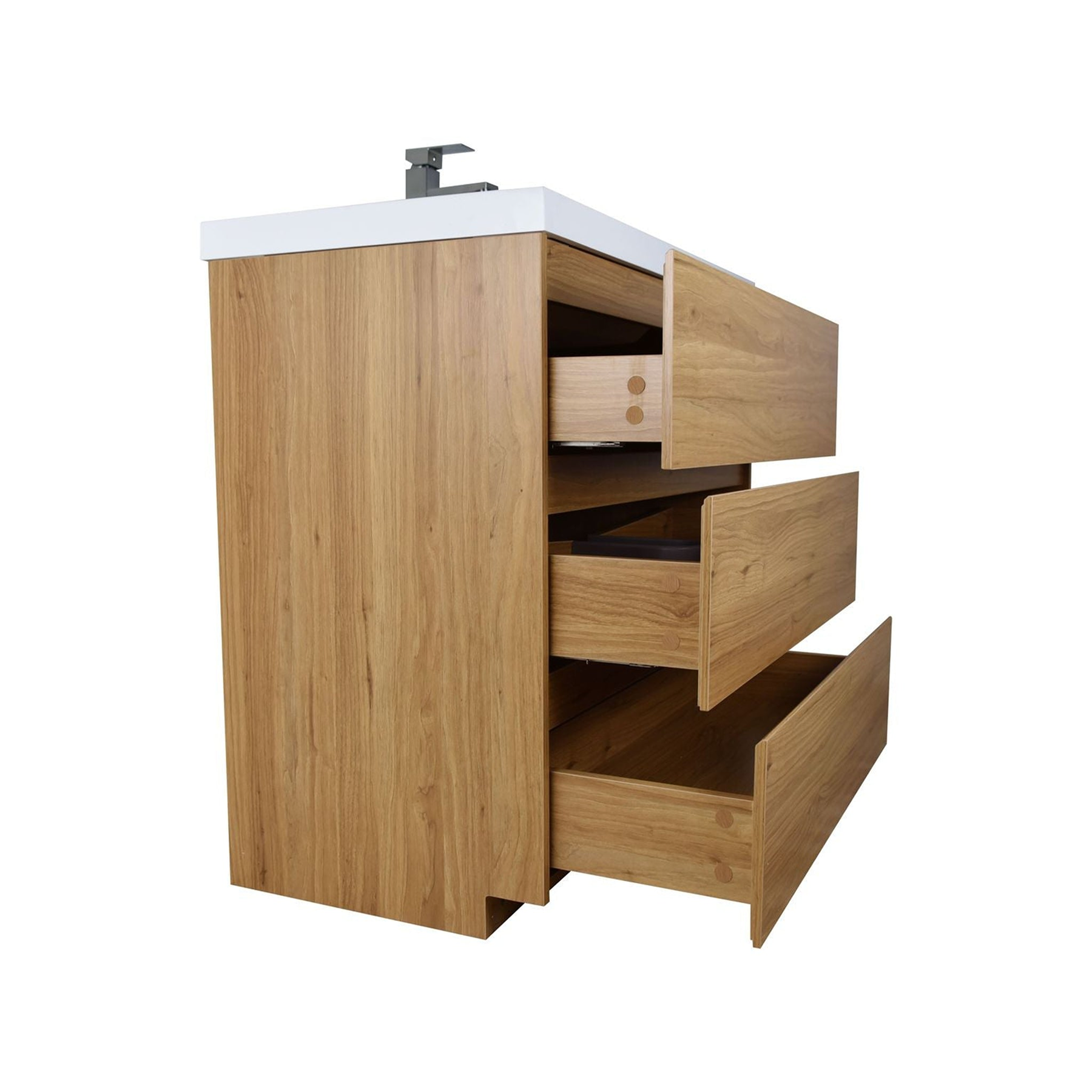 Elysian 36" Nature Oak Freestanding Vanity With Single Reinforced White Acrylic Sink