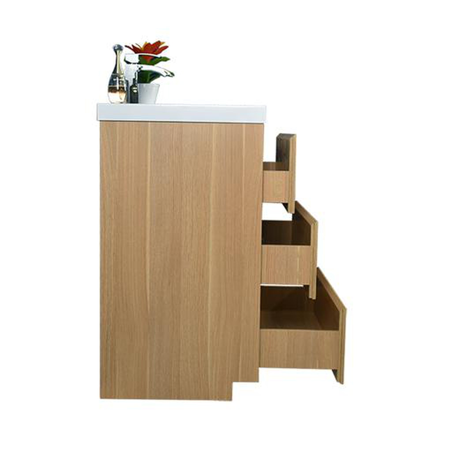 Elysian 36" White Oak Freestanding Vanity With Single Reinforced White Acrylic Sink