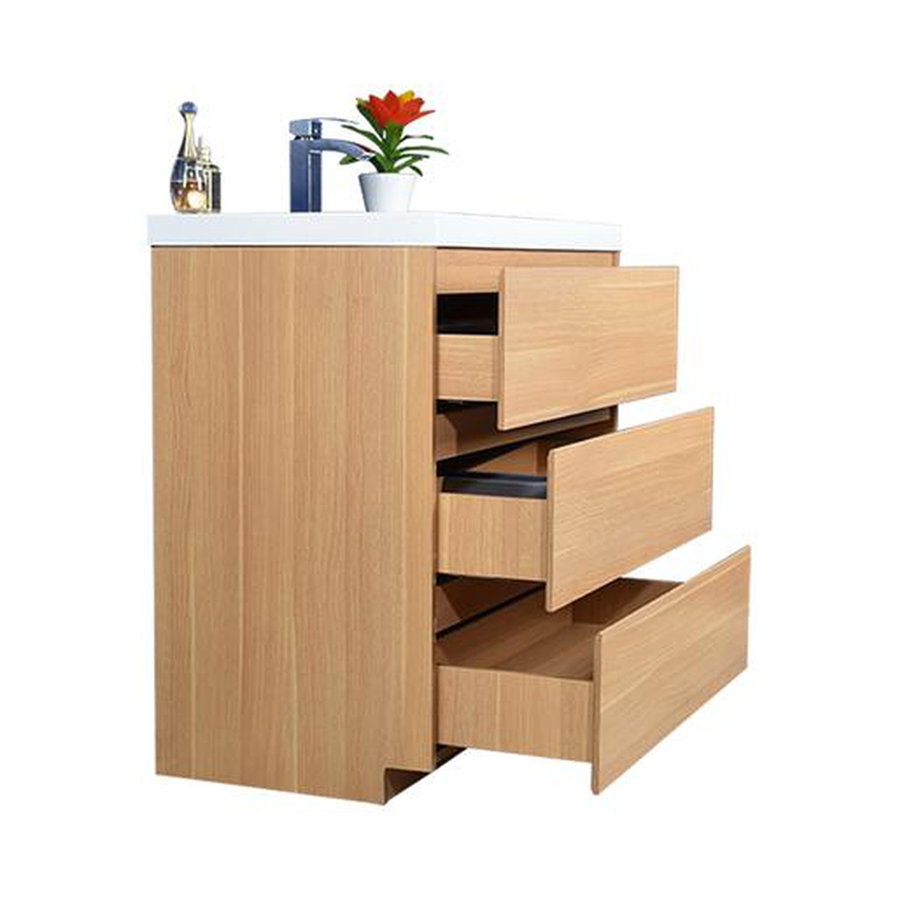 Elysian 36" White Oak Freestanding Vanity With Single Reinforced White Acrylic Sink