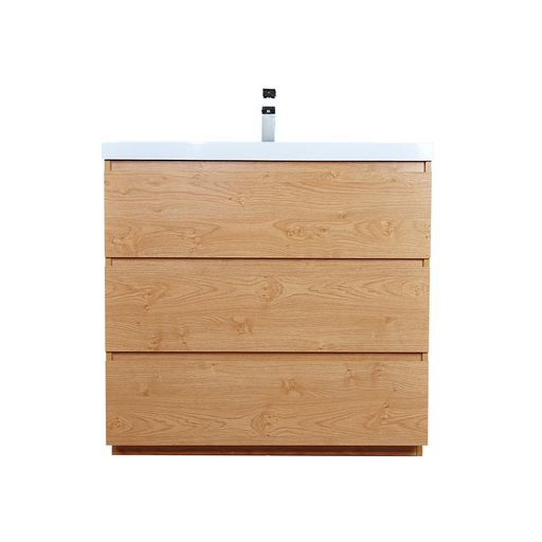 Elysian 36" New England Oak Freestanding Vanity With Single Reinforced White Acrylic Sink