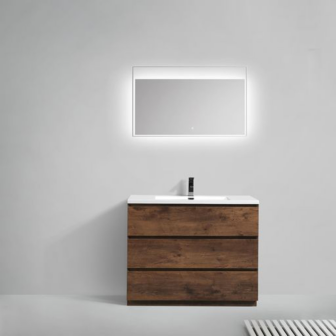 Elysian 42" Rosewood Freestanding Vanity With Single Reinforced White Acrylic Sink