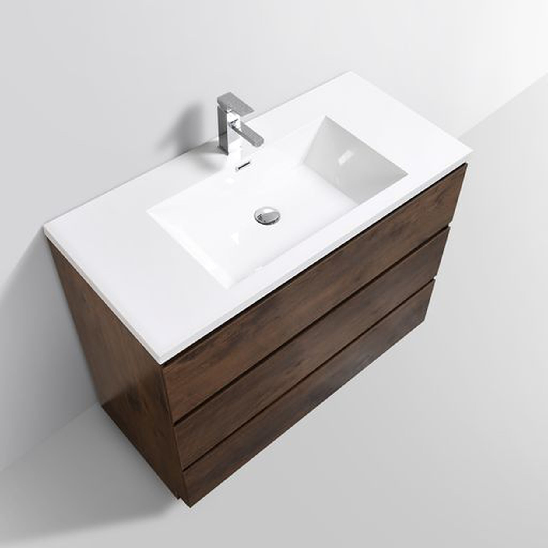 Elysian 42" Rosewood Freestanding Vanity With Single Reinforced White Acrylic Sink