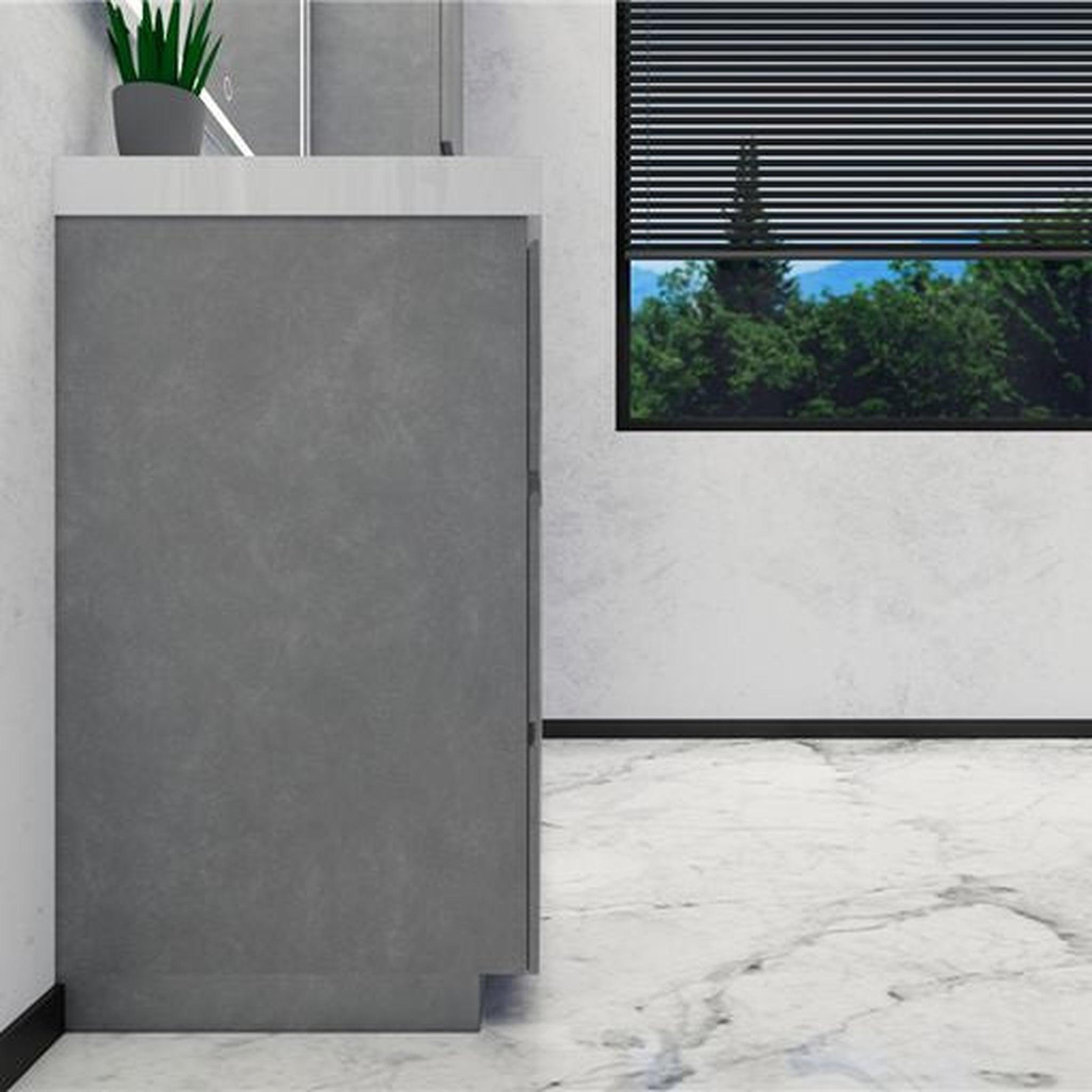 Elysian 42" Cement Gray Freestanding Vanity With Single Reinforced White Acrylic Sink