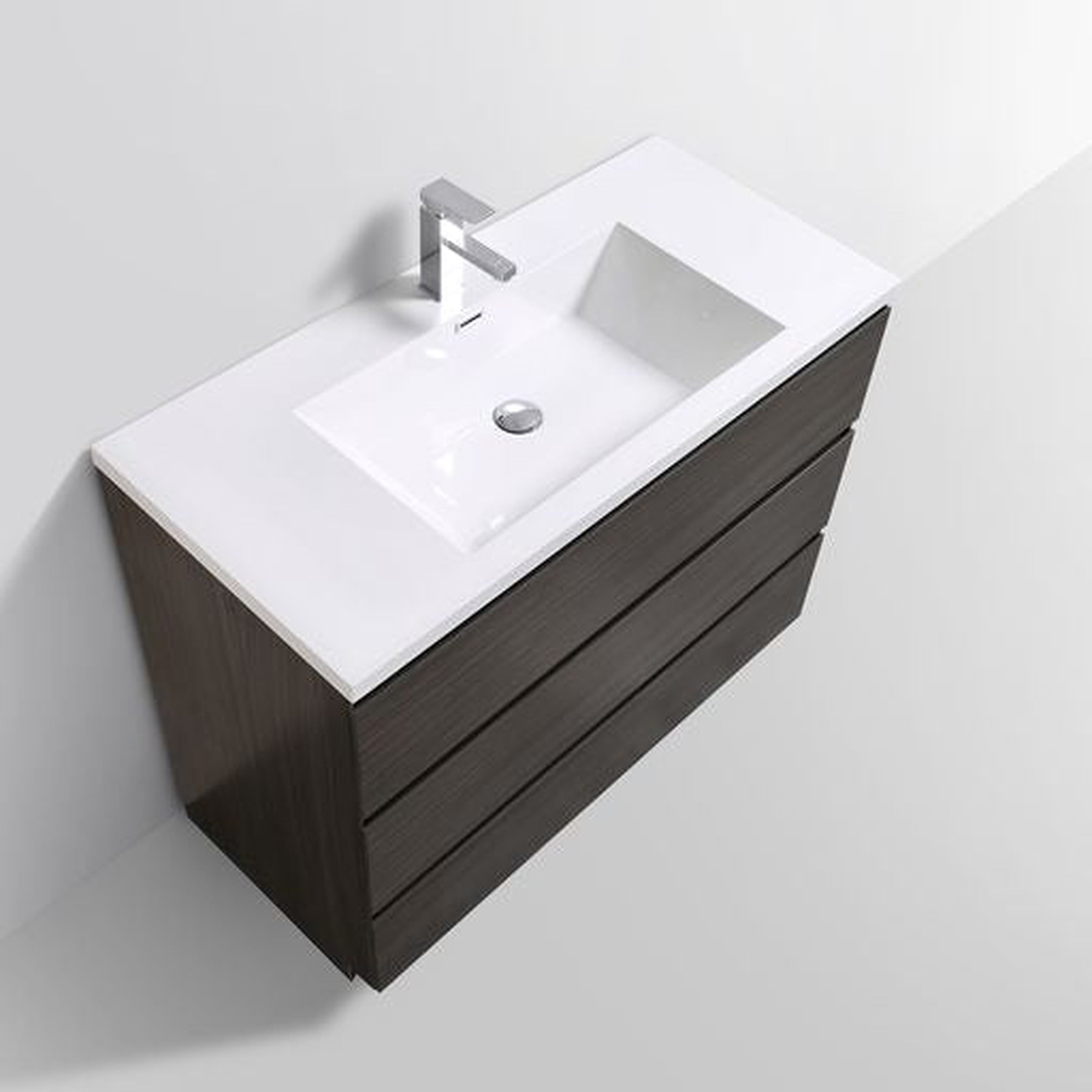 Elysian 42" Dark Gray Oak Freestanding Vanity With Single Reinforced White Acrylic Sink