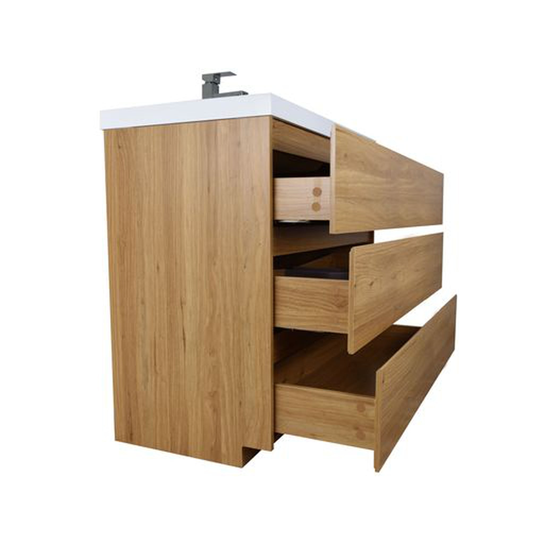 Elysian 42" Nature Oak Freestanding Vanity With Single Reinforced White Acrylic Sink