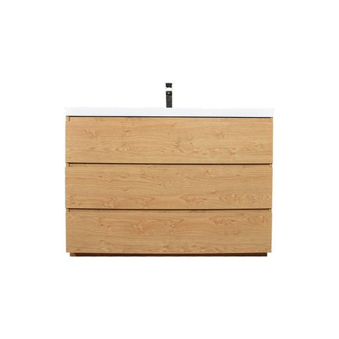 Elysian 42" New England Oak Freestanding Vanity With Single Reinforced White Acrylic Sink