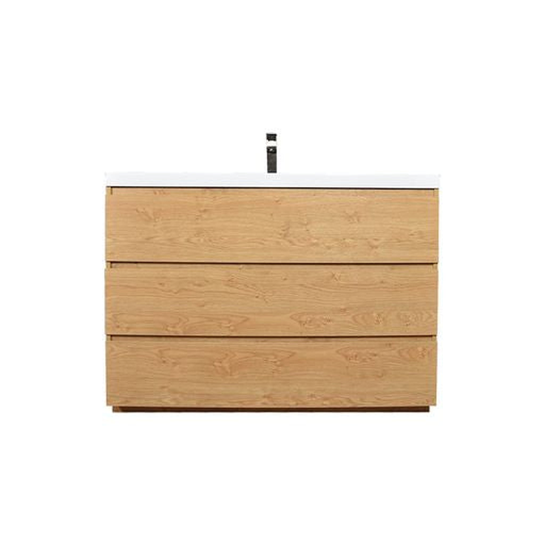 Elysian 42" New England Oak Freestanding Vanity With Single Reinforced White Acrylic Sink