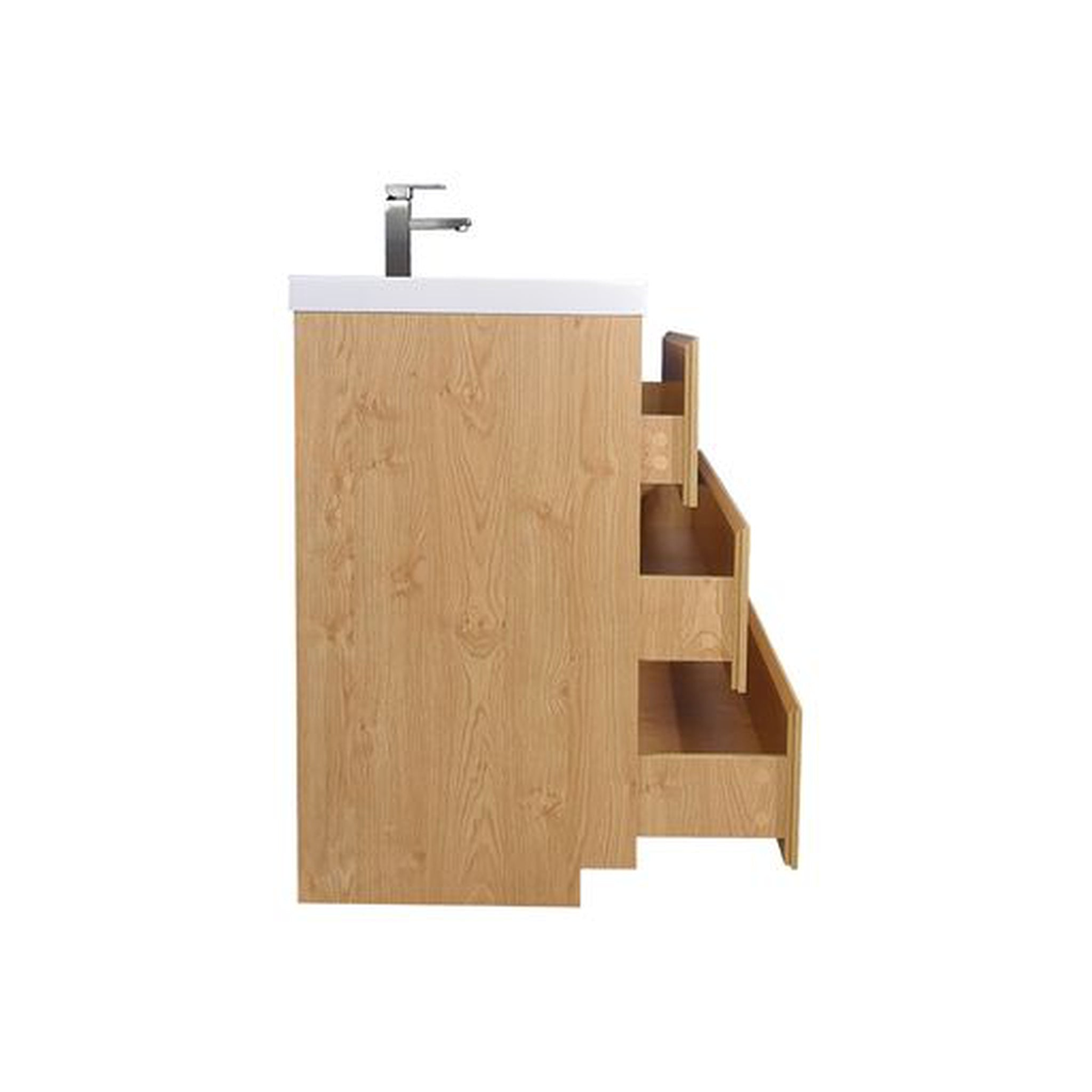 Elysian 42" New England Oak Freestanding Vanity With Single Reinforced White Acrylic Sink