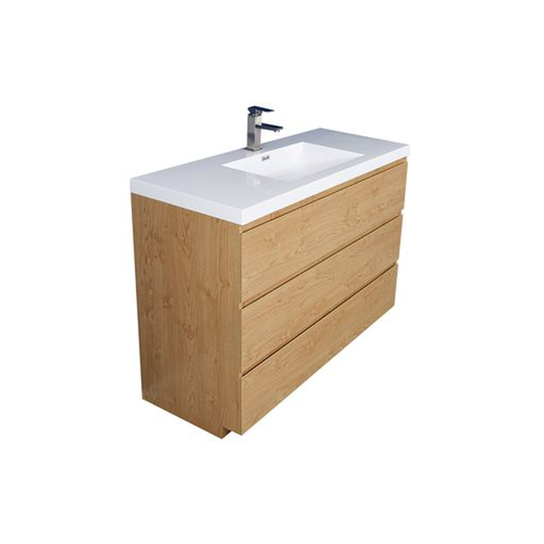 Elysian 42" New England Oak Freestanding Vanity With Single Reinforced White Acrylic Sink