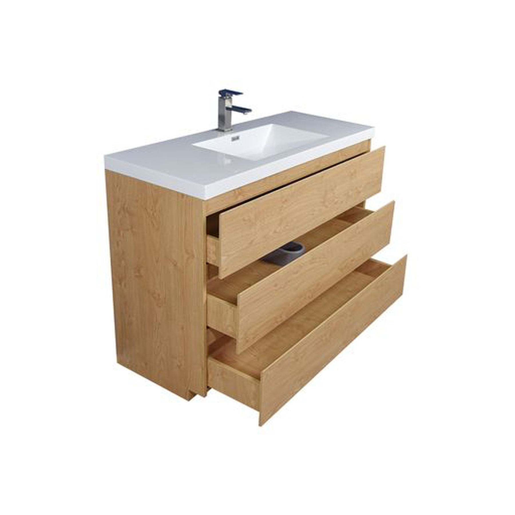 Elysian 42" New England Oak Freestanding Vanity With Single Reinforced White Acrylic Sink