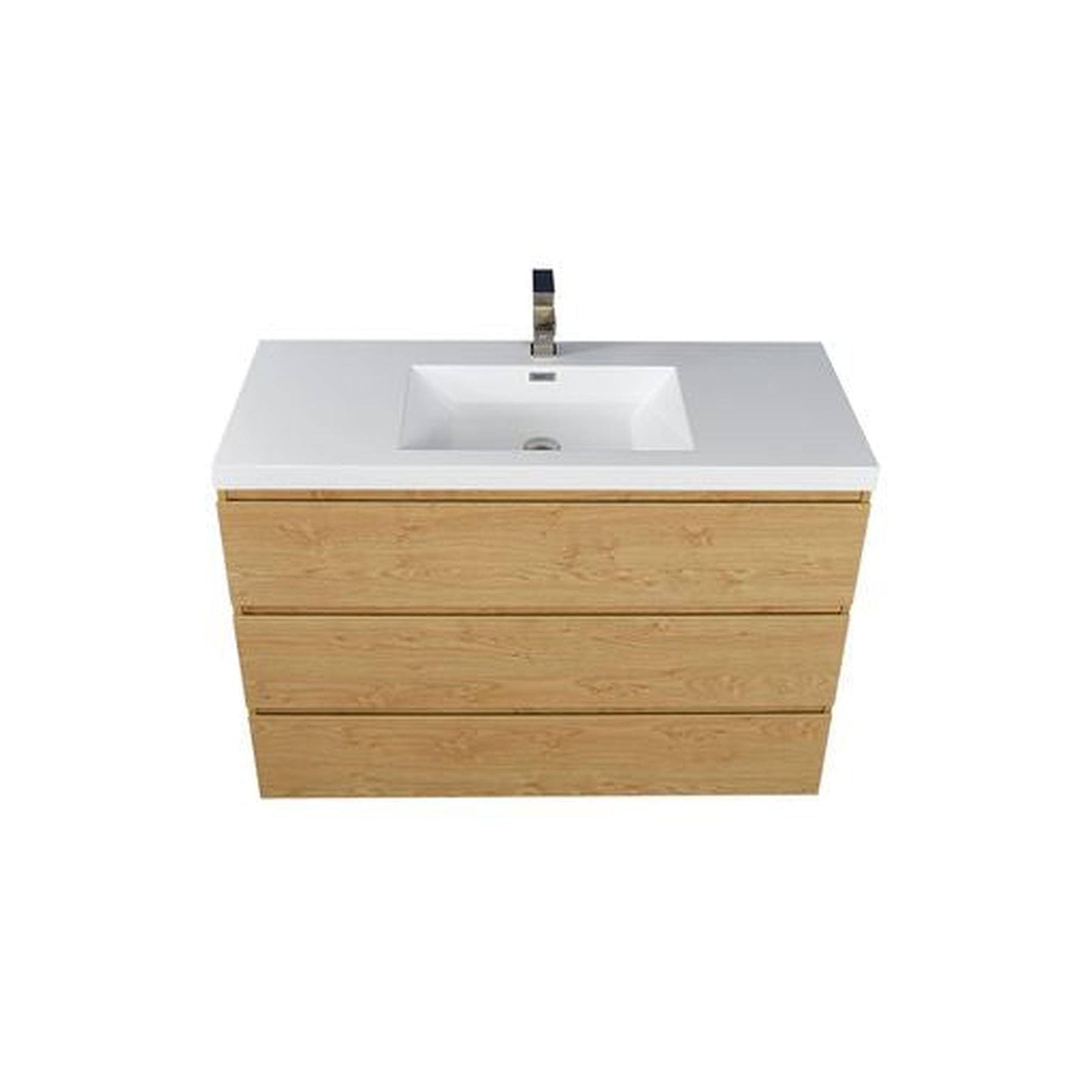 Elysian 42" New England Oak Freestanding Vanity With Single Reinforced White Acrylic Sink
