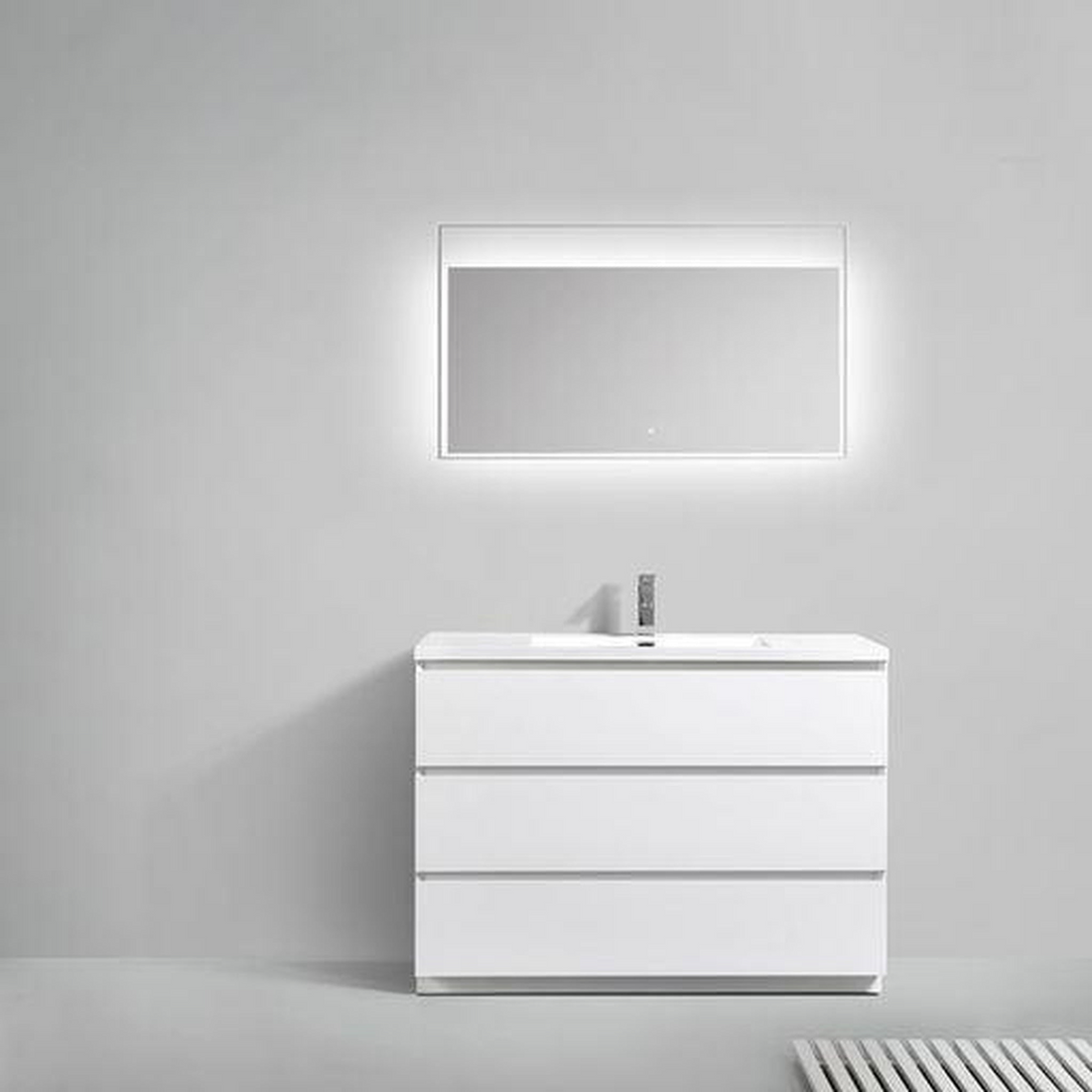 Elysian 48" High Gloss White Freestanding Vanity With Single Reinforced White Acrylic Sink