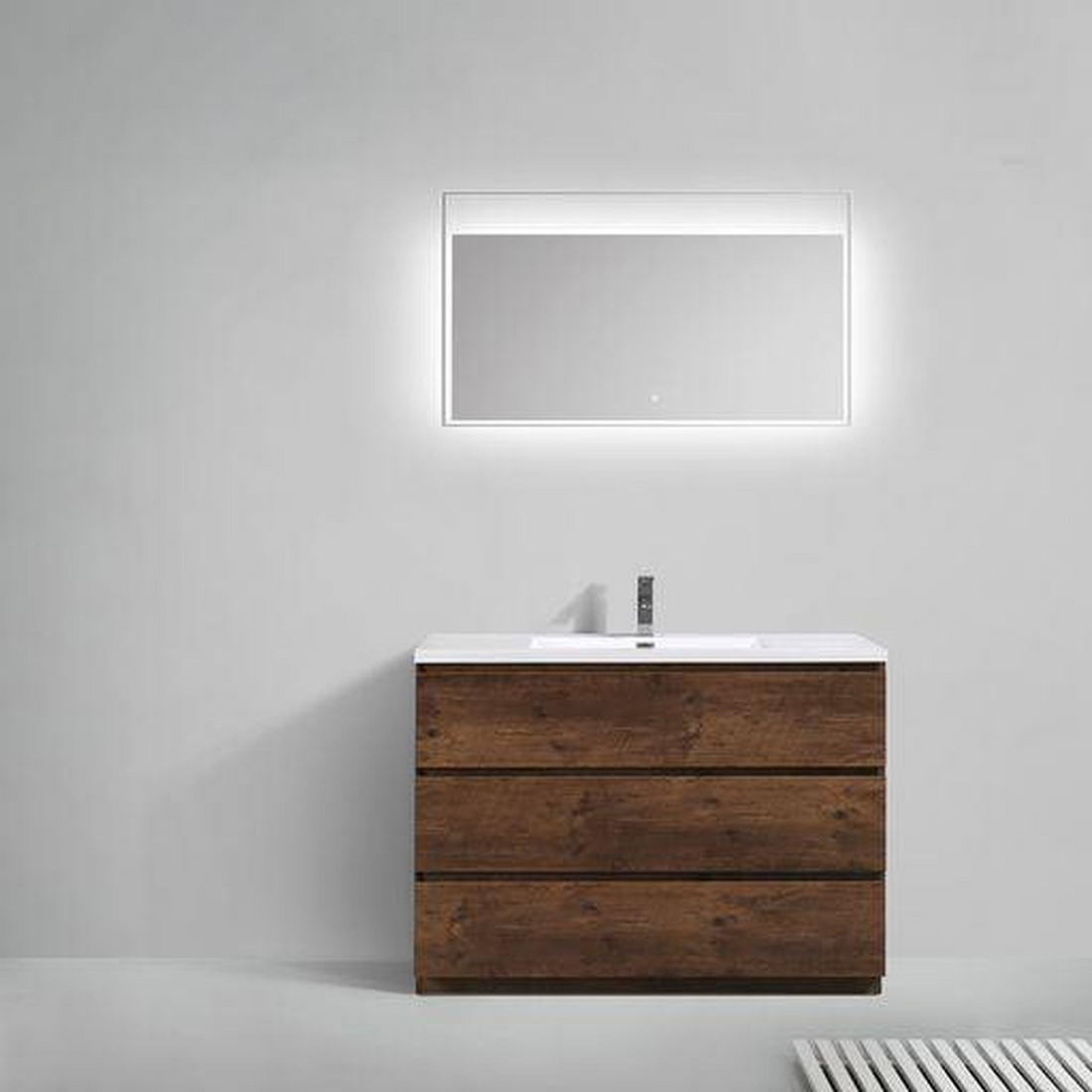 Elysian 48" Rosewood Freestanding Vanity With Single Reinforced White Acrylic Sink