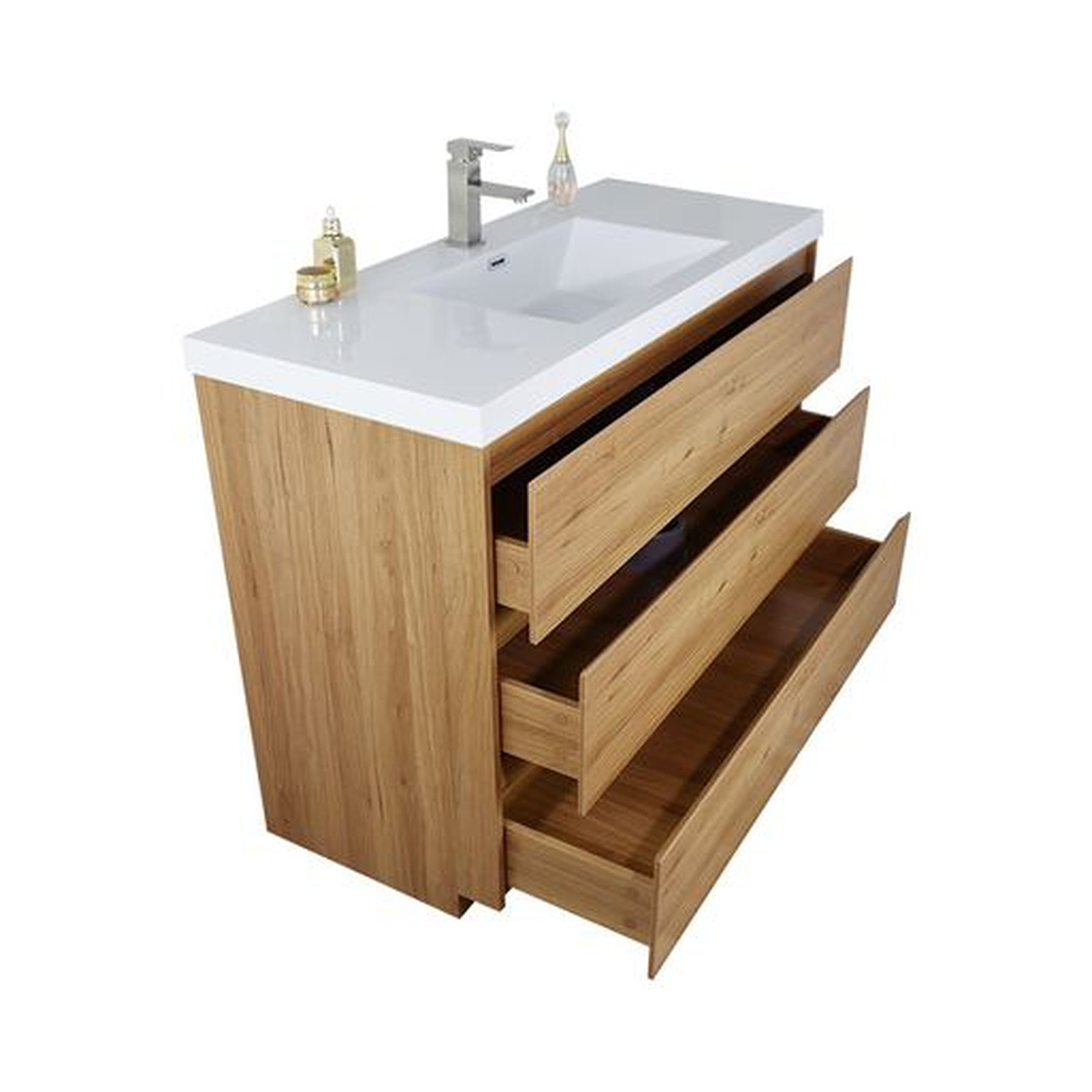 Elysian 48" Nature Oak Freestanding Vanity With Single Reinforced White Acrylic Sink