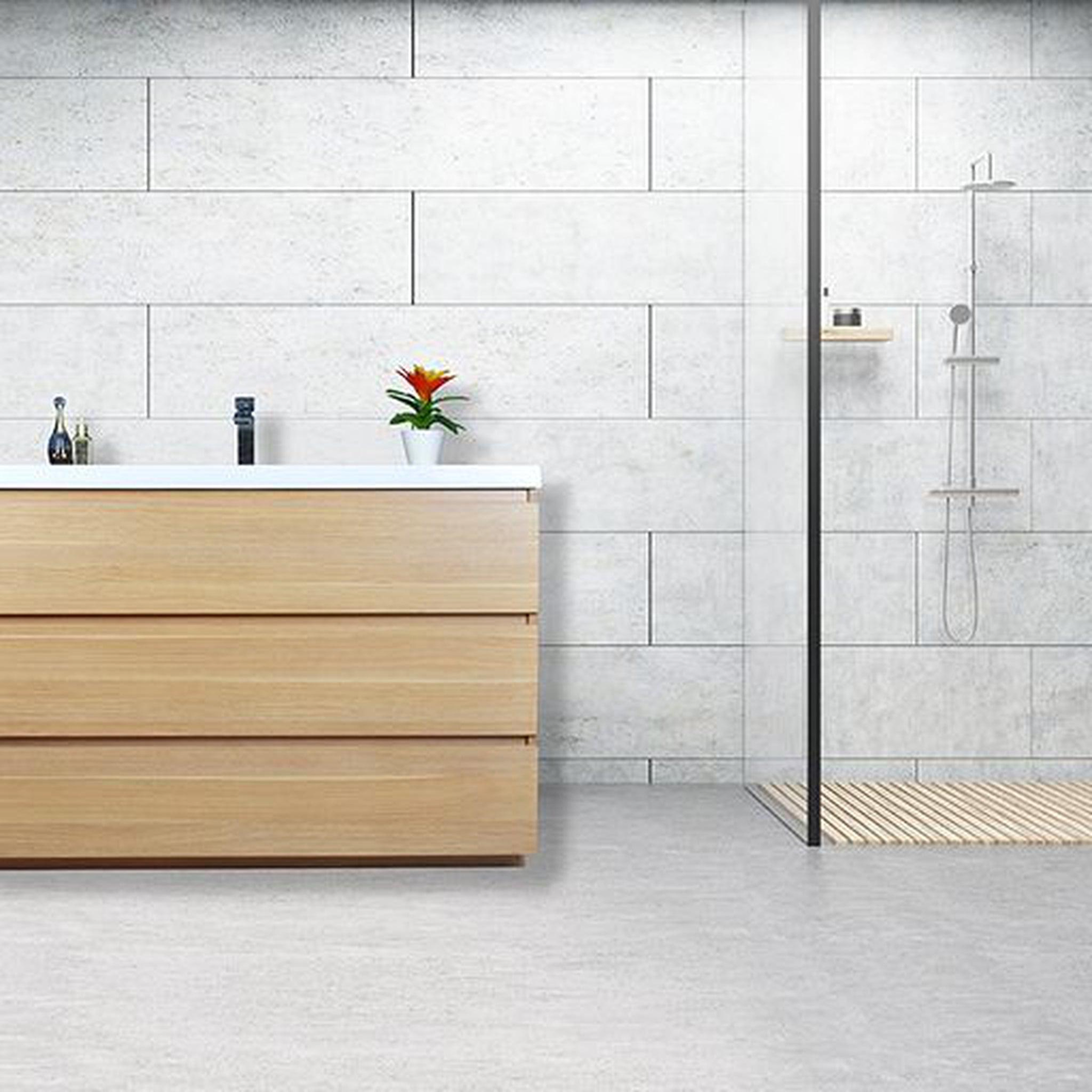 Elysian 48" White Oak Freestanding Vanity With Single Reinforced White Acrylic Sink