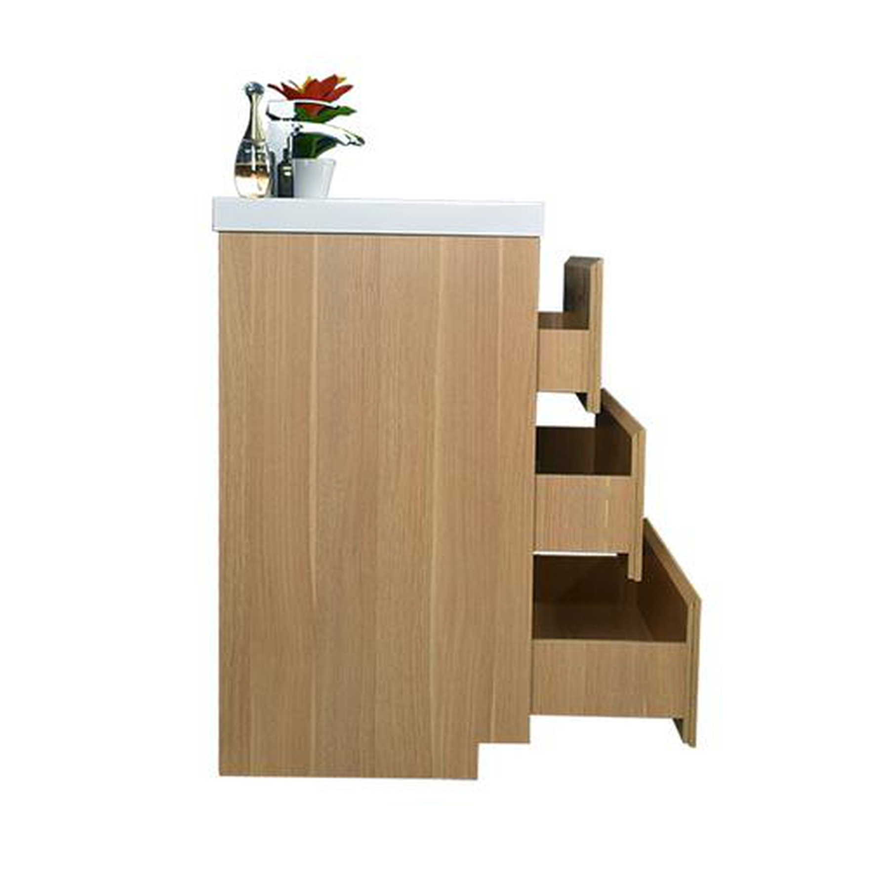 Elysian 48" White Oak Freestanding Vanity With Single Reinforced White Acrylic Sink