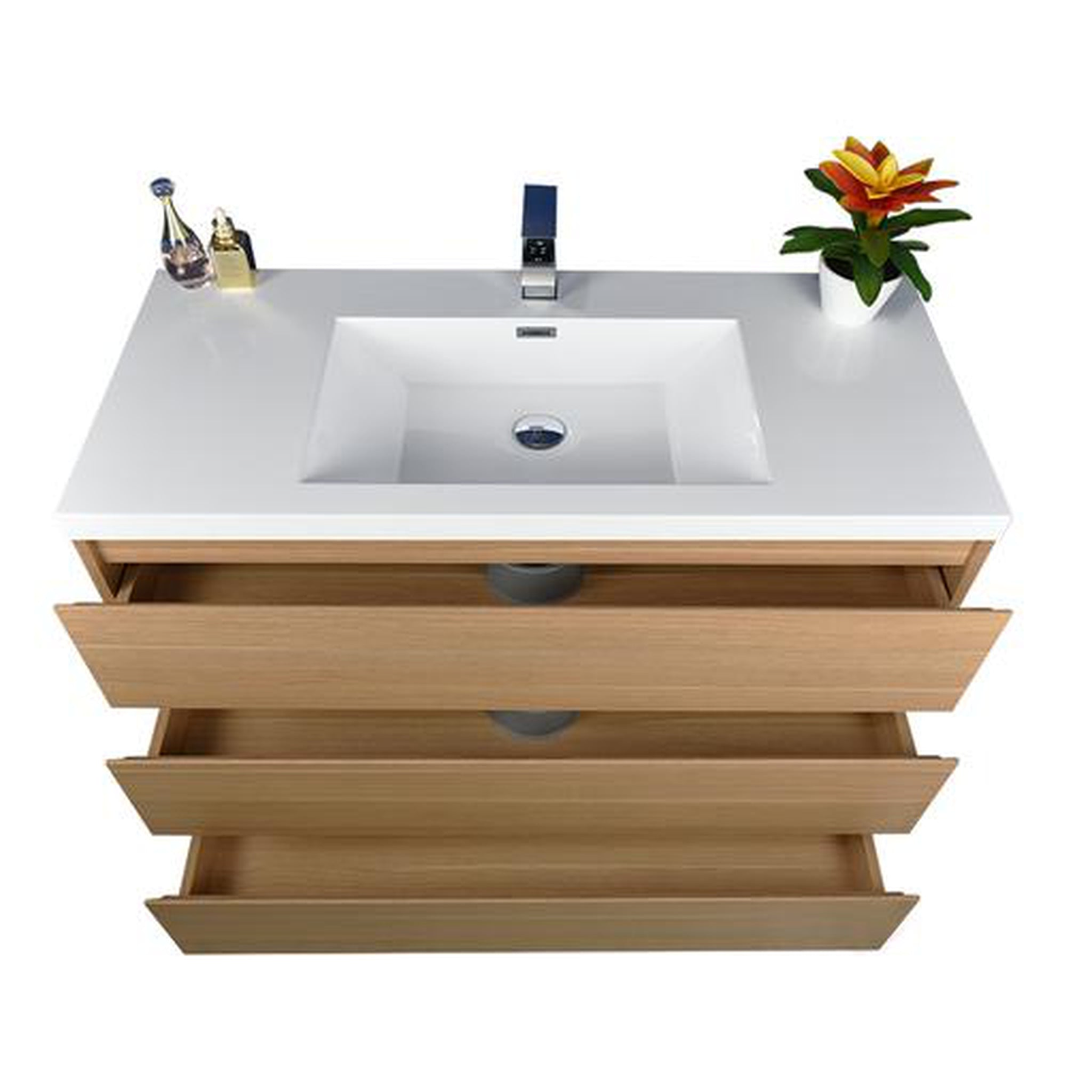 Elysian 48" White Oak Freestanding Vanity With Single Reinforced White Acrylic Sink