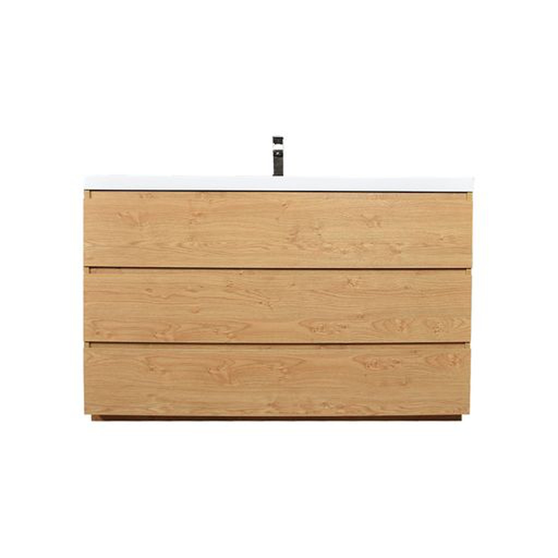 Elysian 48" New England Oak Freestanding Vanity With Single Reinforced White Acrylic Sink