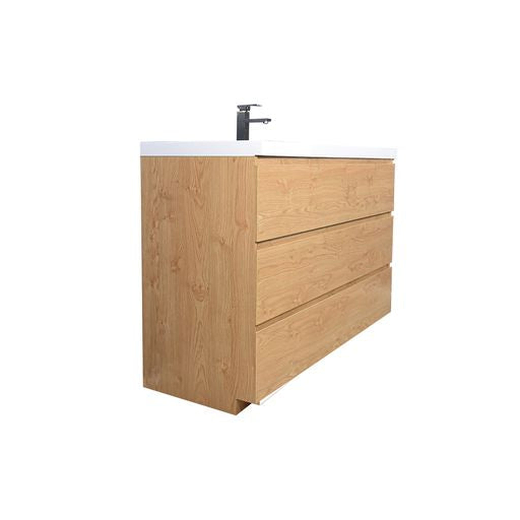 Elysian 48" New England Oak Freestanding Vanity With Single Reinforced White Acrylic Sink