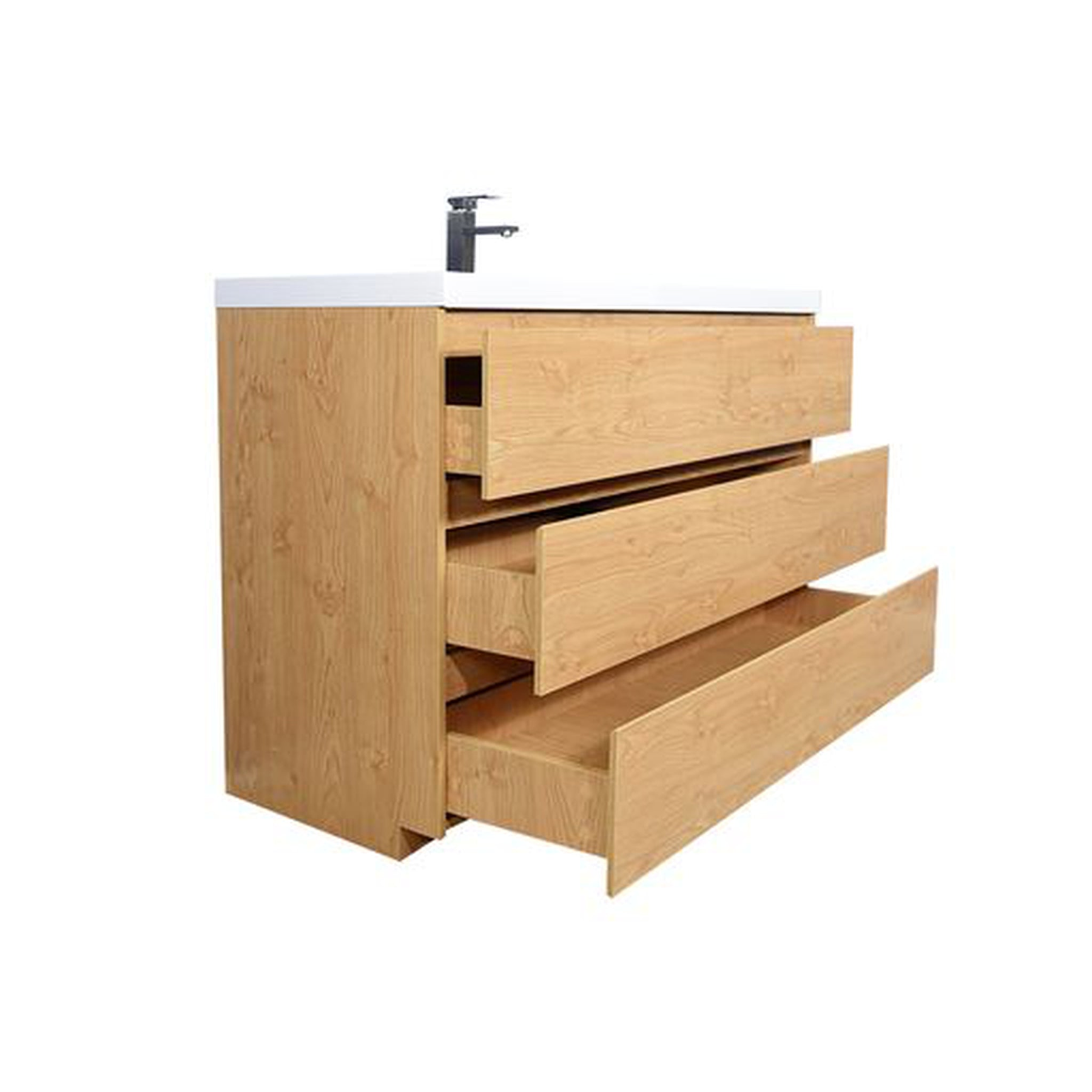 Elysian 48" New England Oak Freestanding Vanity With Single Reinforced White Acrylic Sink
