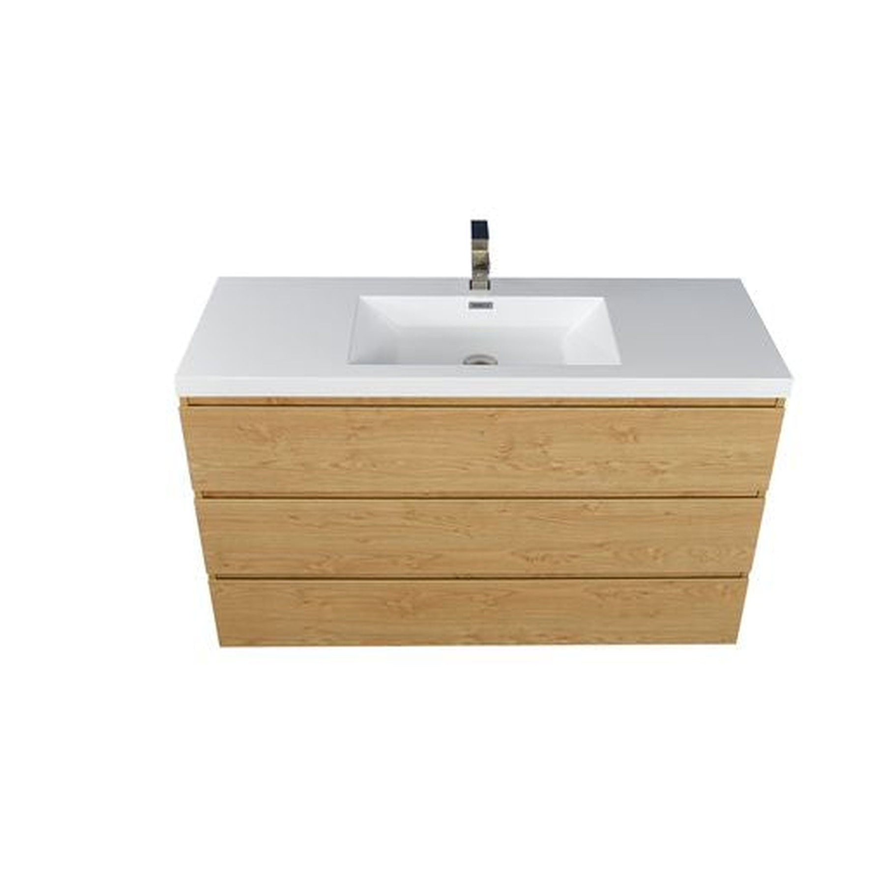 Elysian 48" New England Oak Freestanding Vanity With Single Reinforced White Acrylic Sink