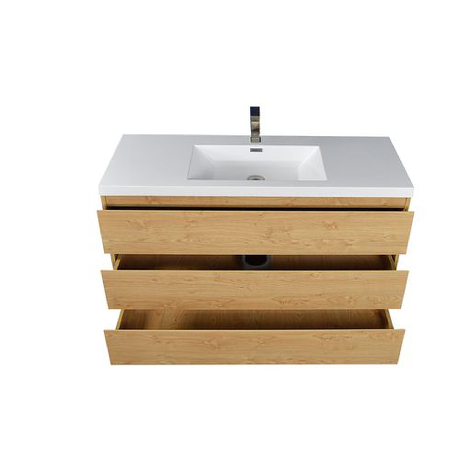 Elysian 48" New England Oak Freestanding Vanity With Single Reinforced White Acrylic Sink