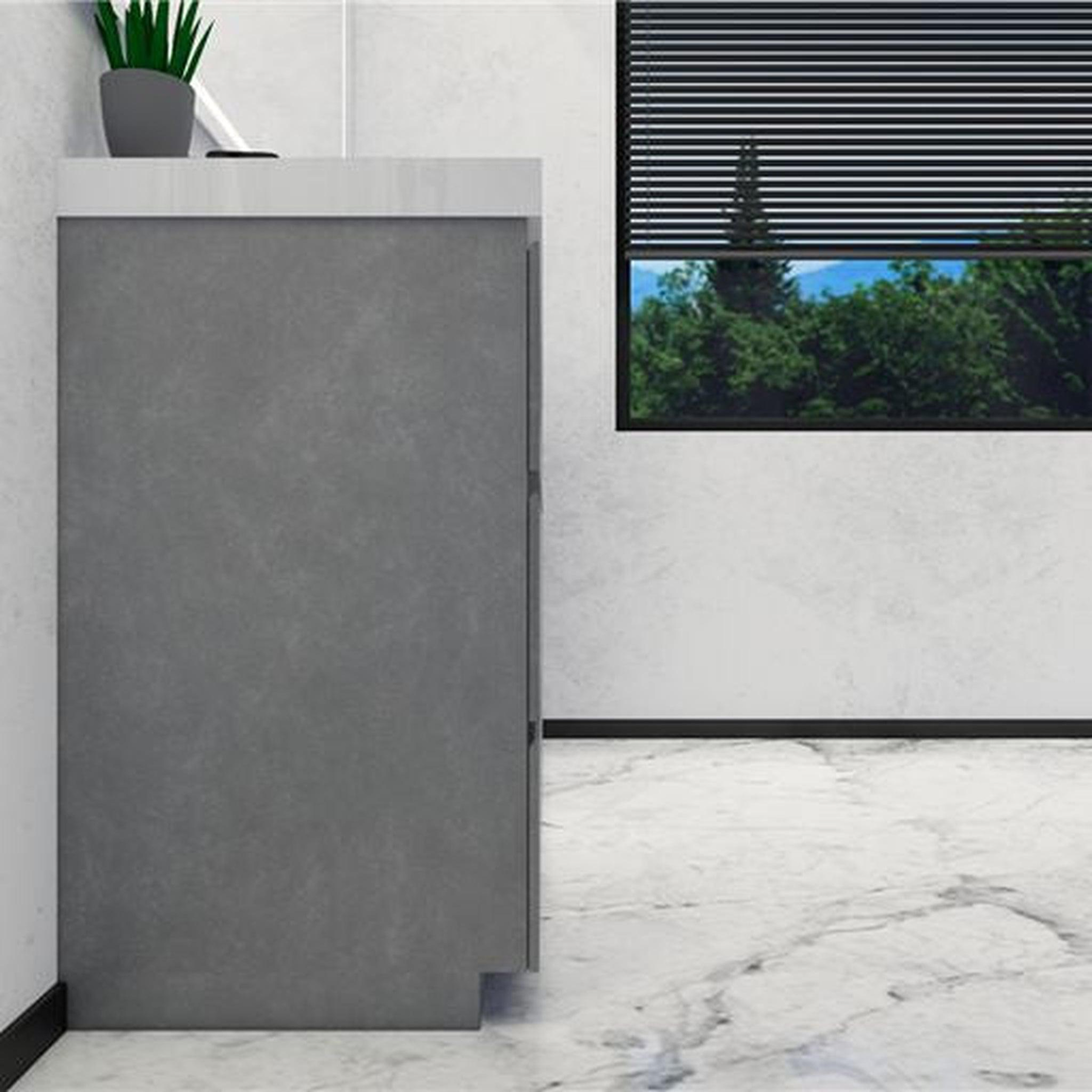 Elysian 60" Cement Gray Freestanding Vanity With Double Reinforced White Acrylic Sinks