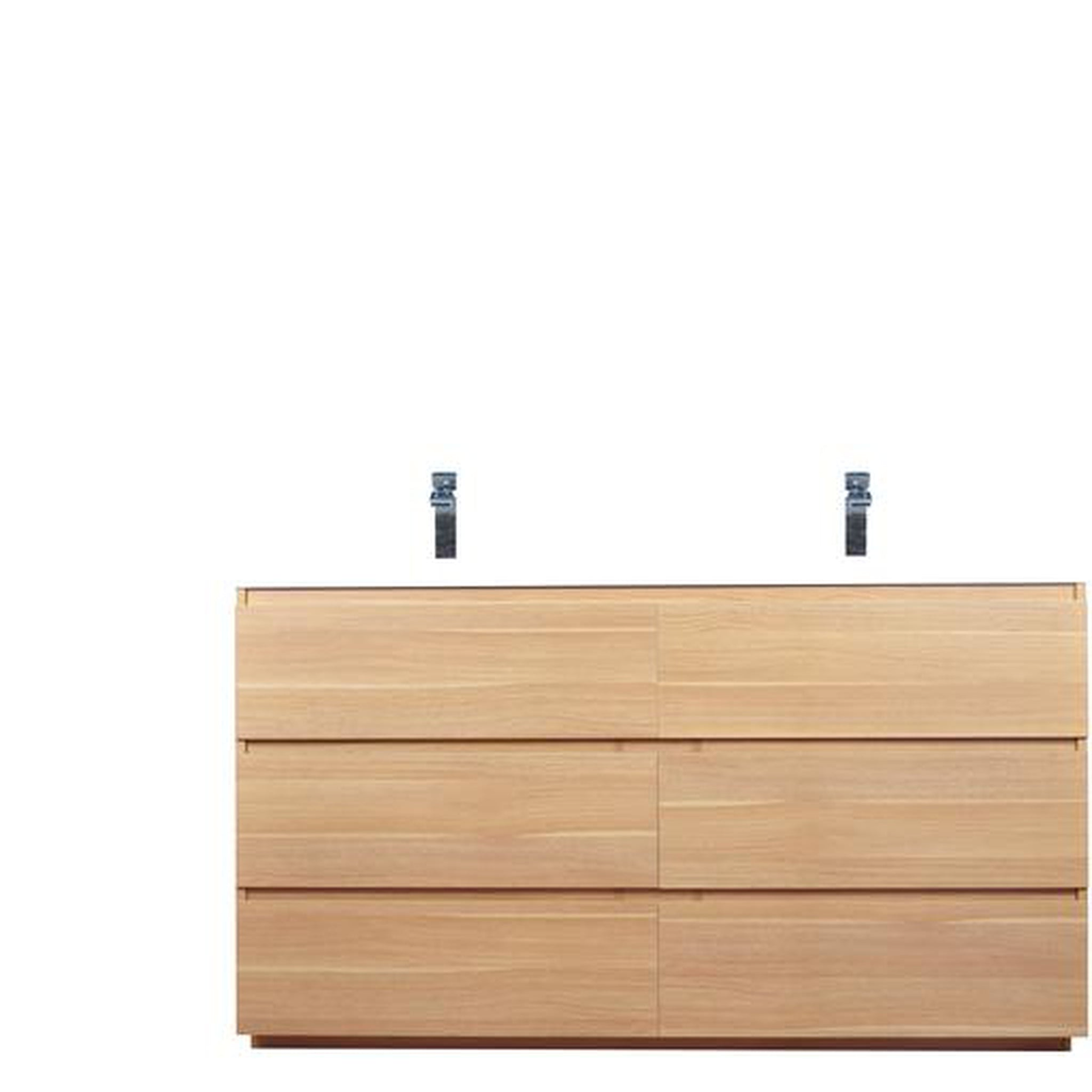 Elysian 60" White Oak Freestanding Vanity With Double Reinforced White Acrylic Sinks